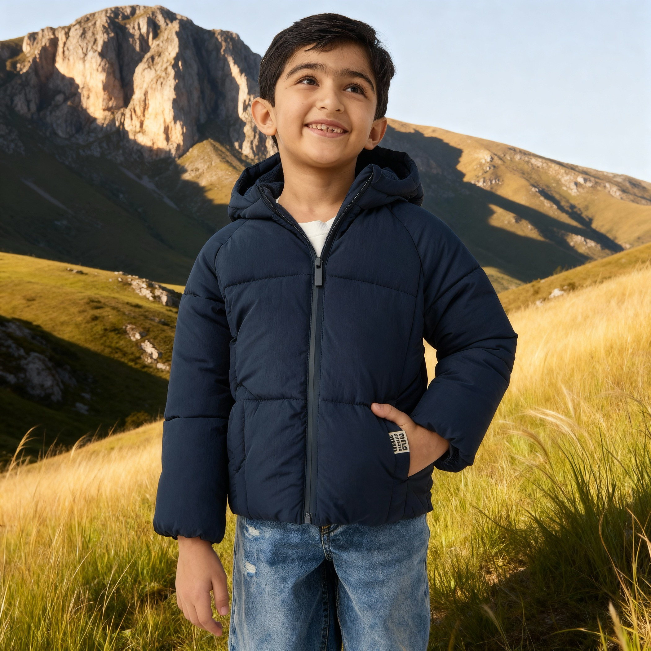 Juniors Solid Padded Hooded Jacket with Long Sleeves and Pockets-boys-clothing-jacketsandcoats-image-1