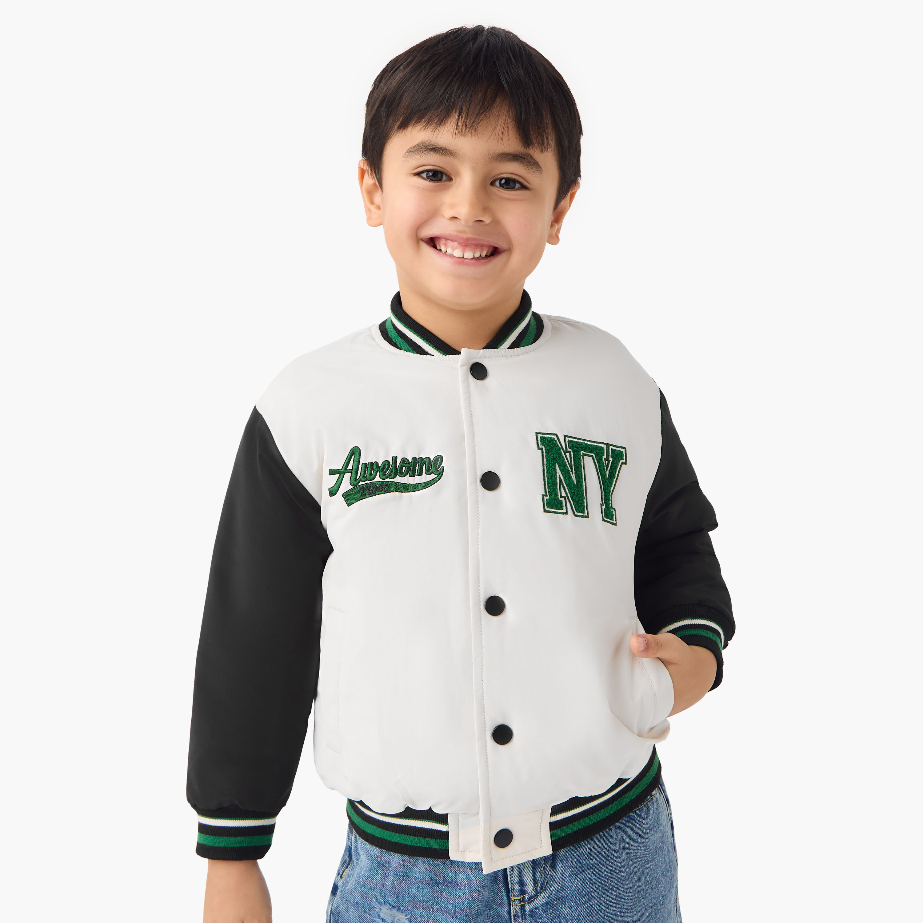 Juniors Embroidered Varsity Jacket with Long Sleeves and Pockets-boys-clothing-jacketsandcoats-image-1
