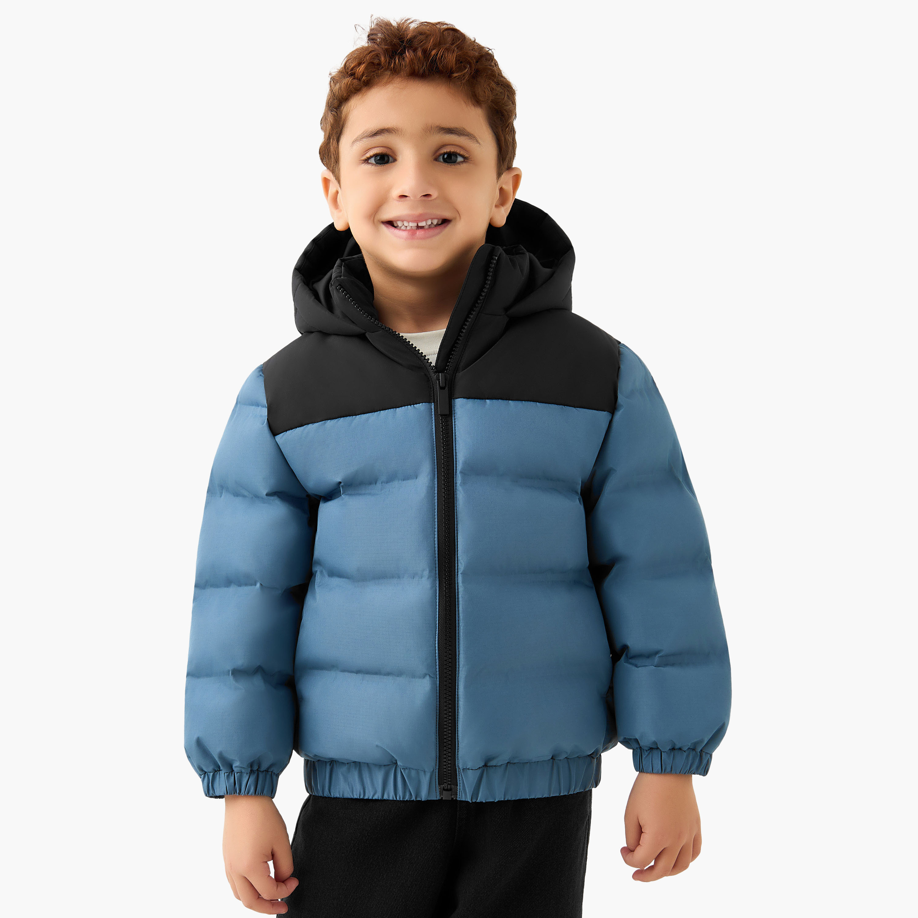 Juniors Colourblock Hooded Heavy Jacket with Zip Closure-boys-clothing-jacketsandcoats-image-1