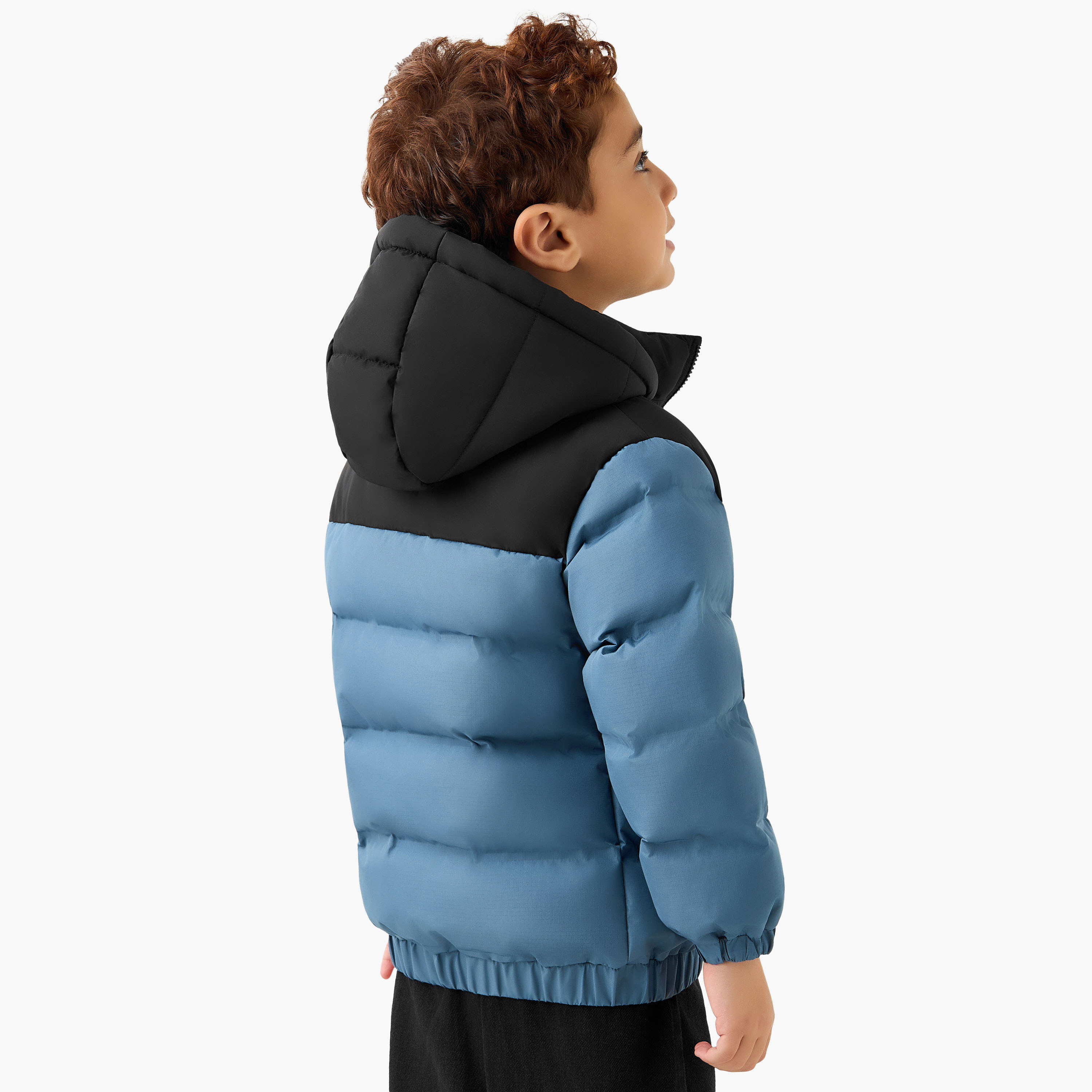 Juniors Colourblock Hooded Heavy Jacket with Zip Closure-boys-clothing-jacketsandcoats-image-3