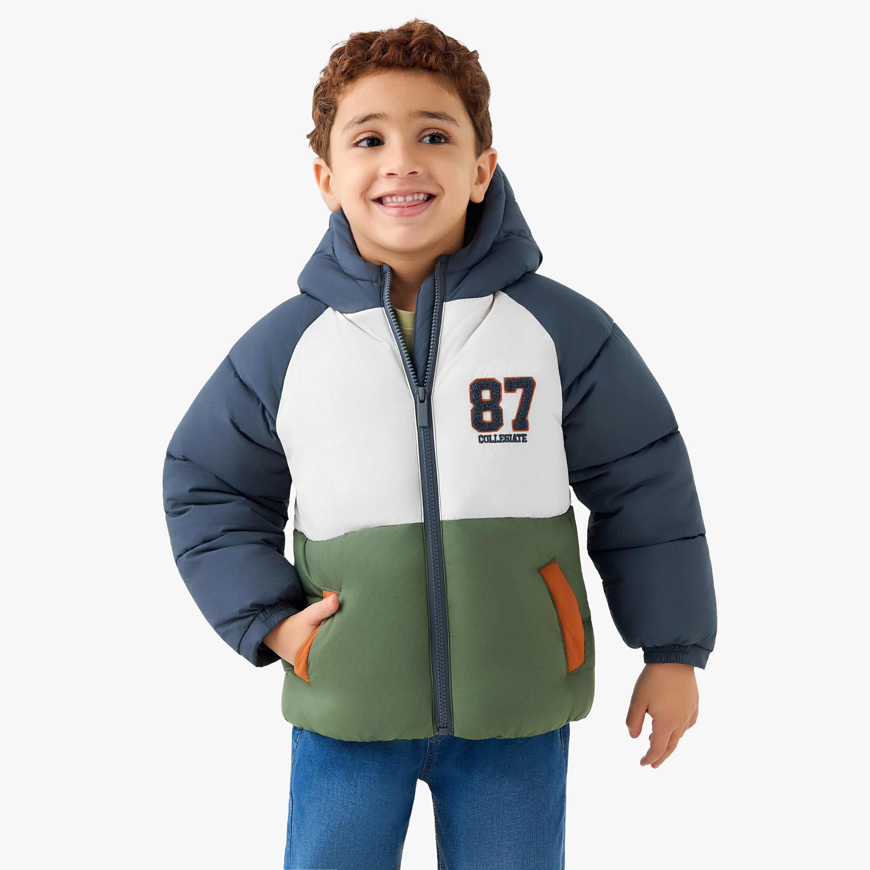 Juniors Colourblock Hooded Heavy Jacket with Zip Closure-boys-clothing-jacketsandcoats-image-1