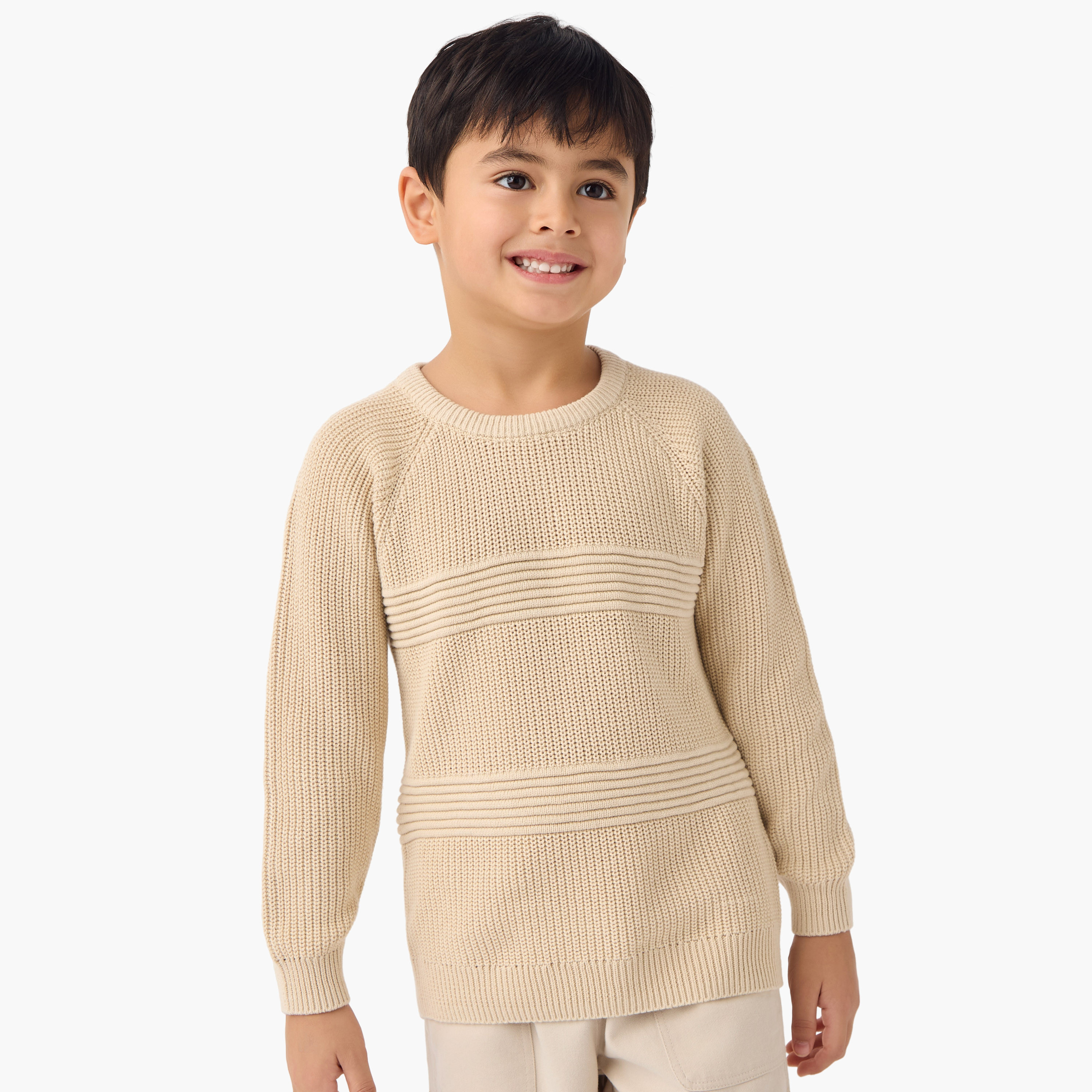 Juniors Textured Pullover with Crew Neck and Long Sleeves-baby-boys-clothing-jumpersandcardigans-image-1