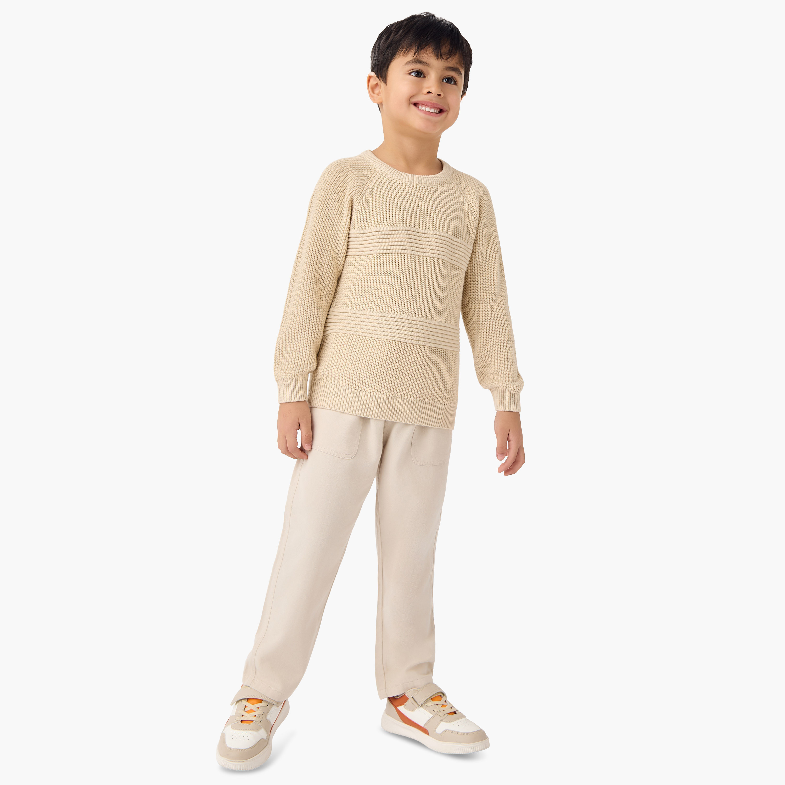 Juniors Textured Pullover with Crew Neck and Long Sleeves-baby-boys-clothing-jumpersandcardigans-image-2