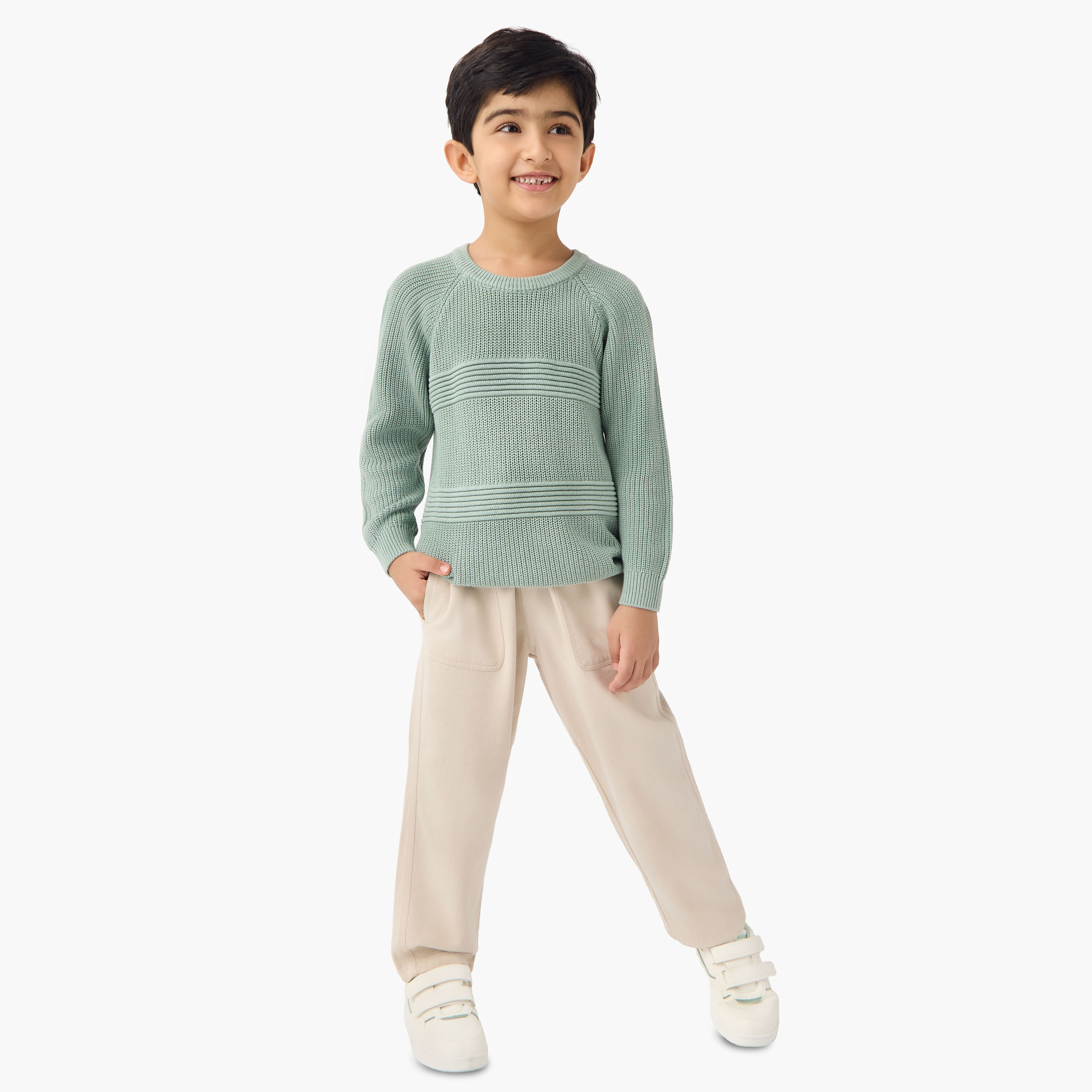 Juniors Textured Pullover with Crew Neck and Long Sleeves-baby-boys-clothing-jumpersandcardigans-image-2