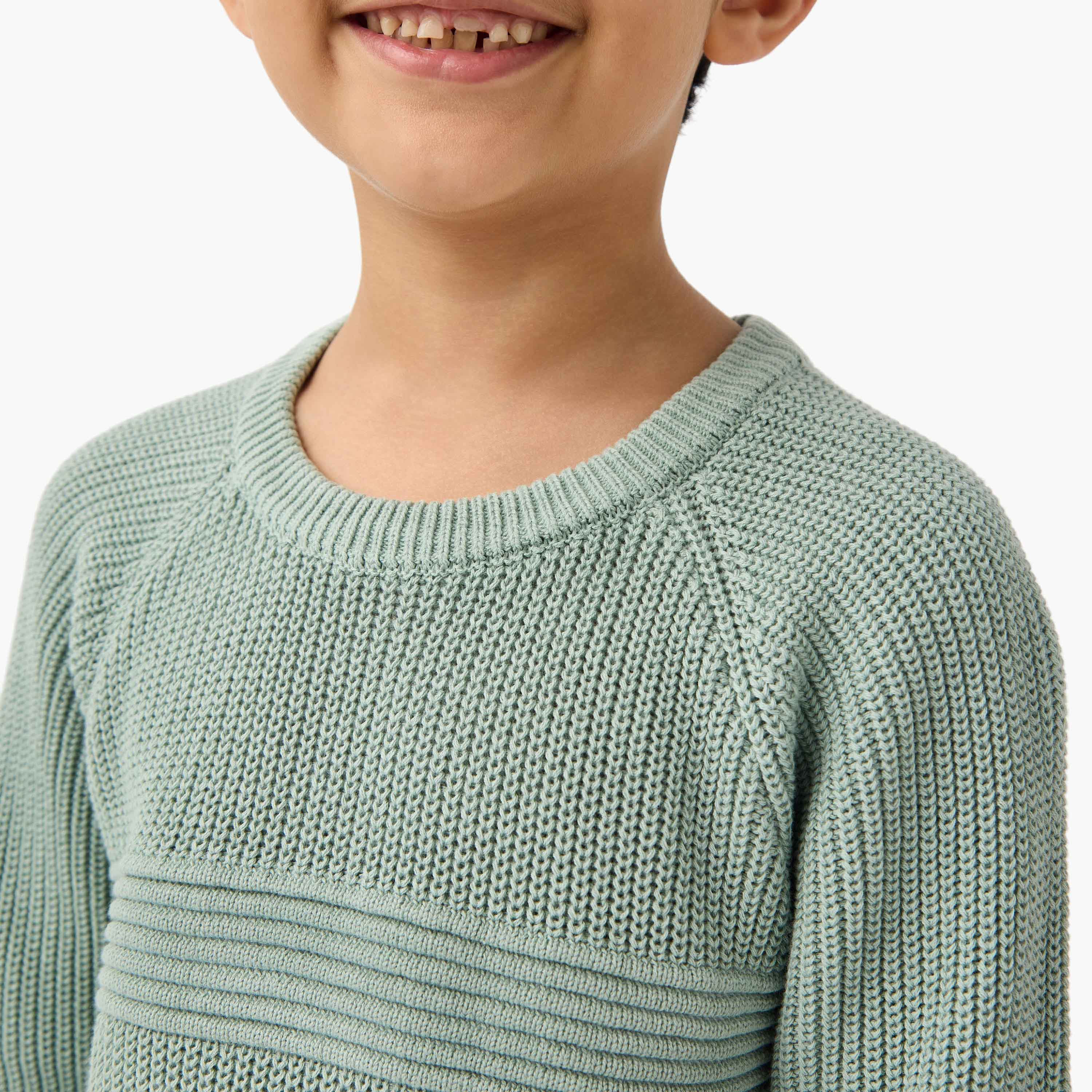 Juniors Textured Pullover with Crew Neck and Long Sleeves-baby-boys-clothing-jumpersandcardigans-image-4