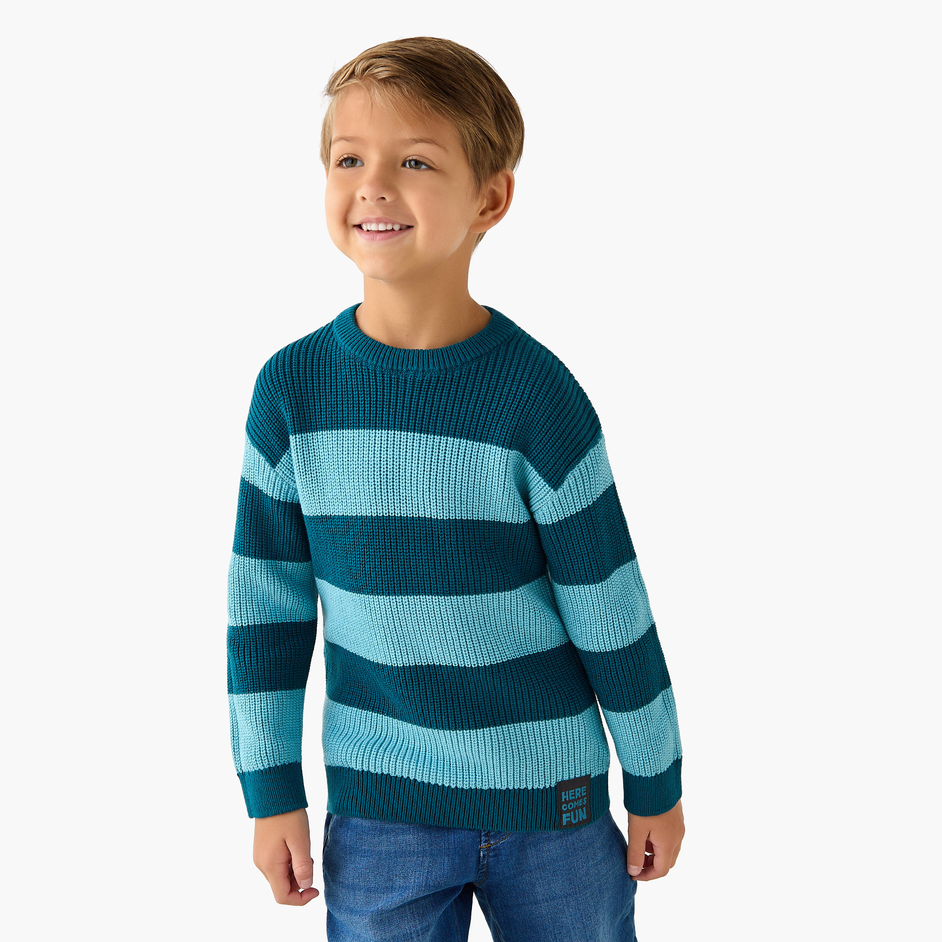 Juniors Striped Sweater with Long Sleeves-baby-boys-clothing-jumpersandcardigans-image-1