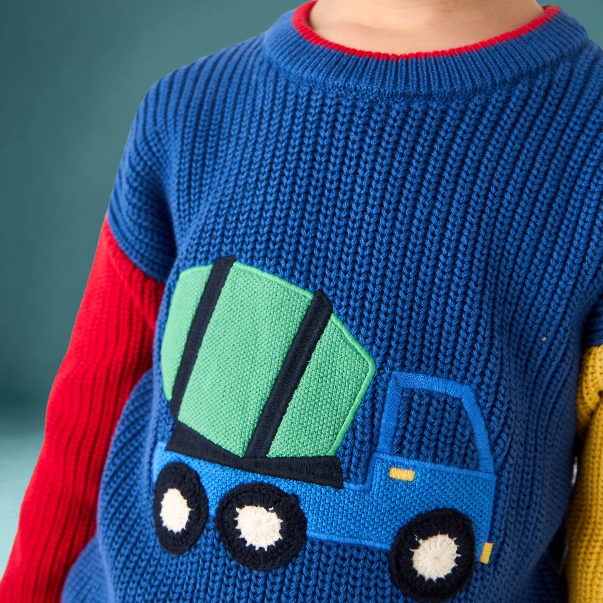 Juniors Construction Vehicle Embroidered Sweater with Long Sleeves-baby-boys-clothing-jumpersandcardigans-image-4