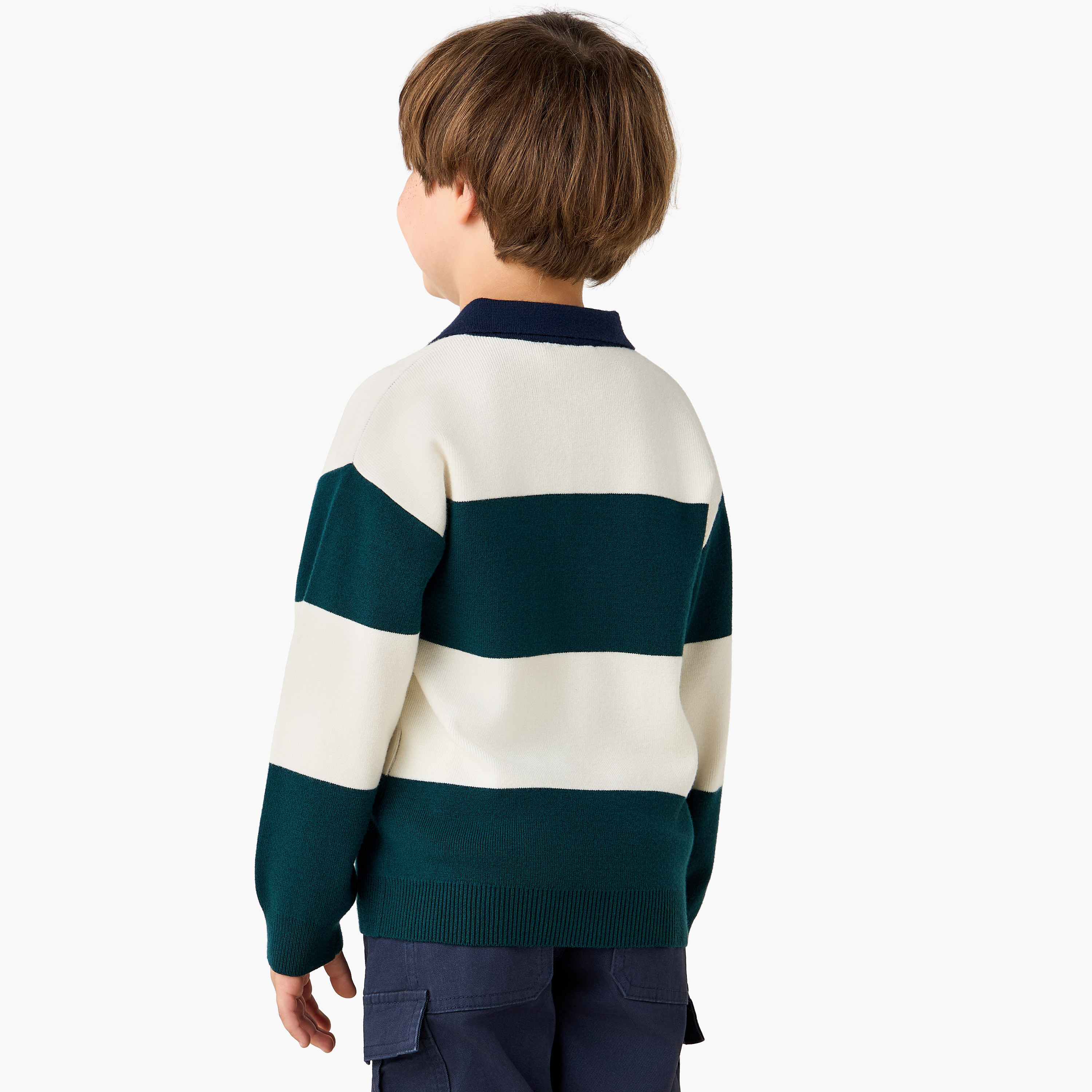 Juniors Colourblock Polo Pullover with Long Sleeves-baby-boys-clothing-jumpersandcardigans-image-3
