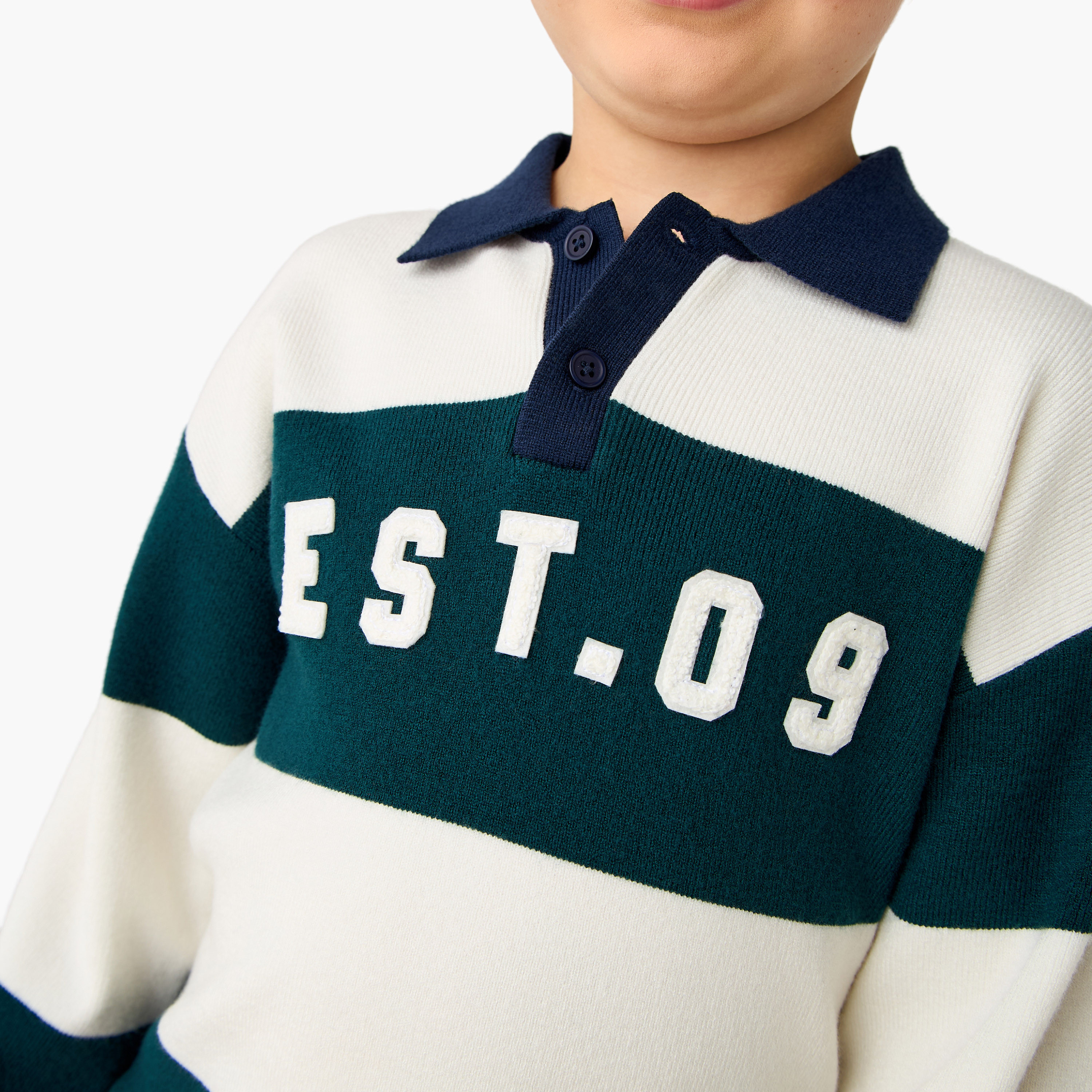 Juniors Colourblock Polo Pullover with Long Sleeves-baby-boys-clothing-jumpersandcardigans-image-4