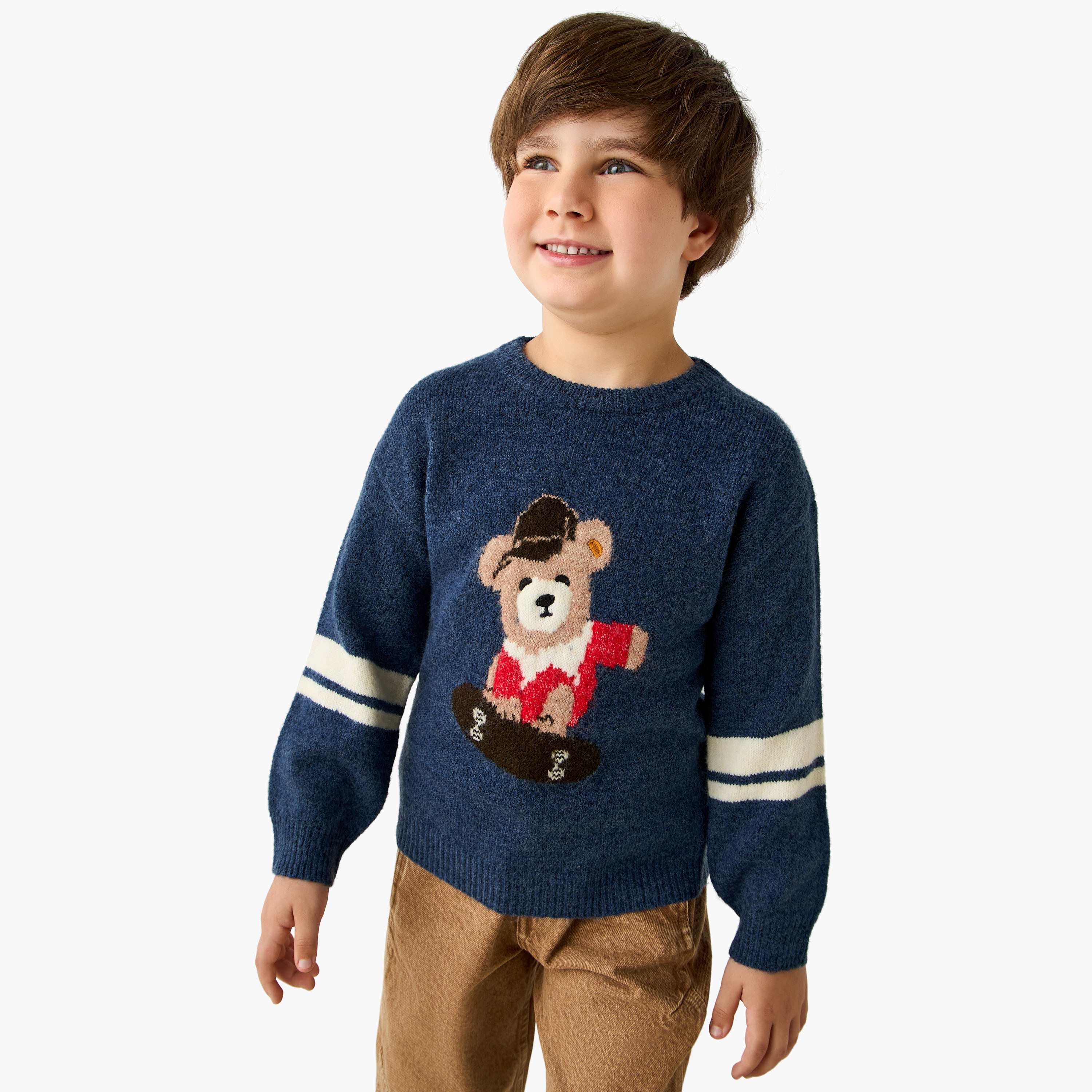 كنزة بدب بارز الملمس وأكمام طويلة من جونيورز-baby-boys-clothing-jumpersandcardigans-image-5