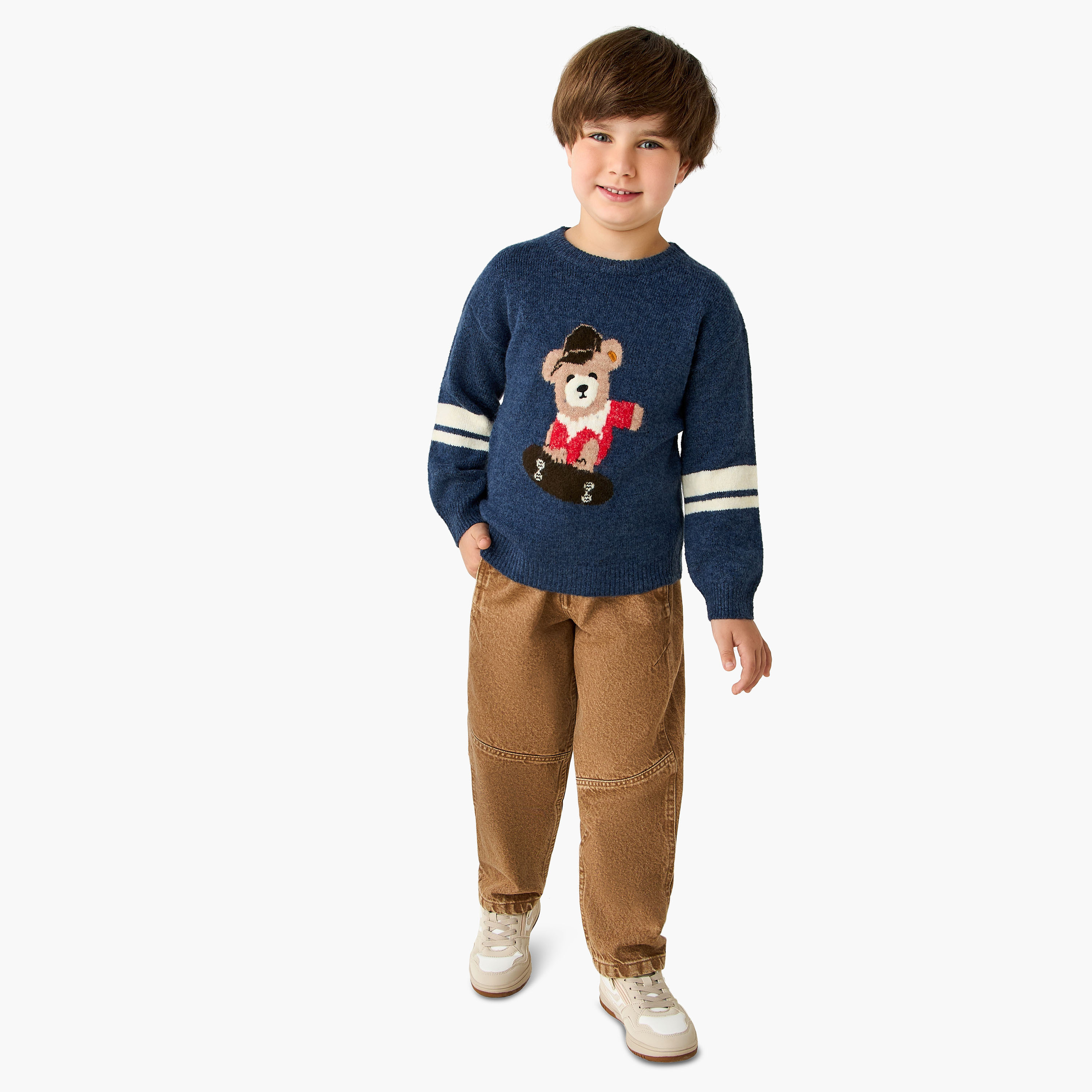 كنزة بدب بارز الملمس وأكمام طويلة من جونيورز-baby-boys-clothing-jumpersandcardigans-image-4