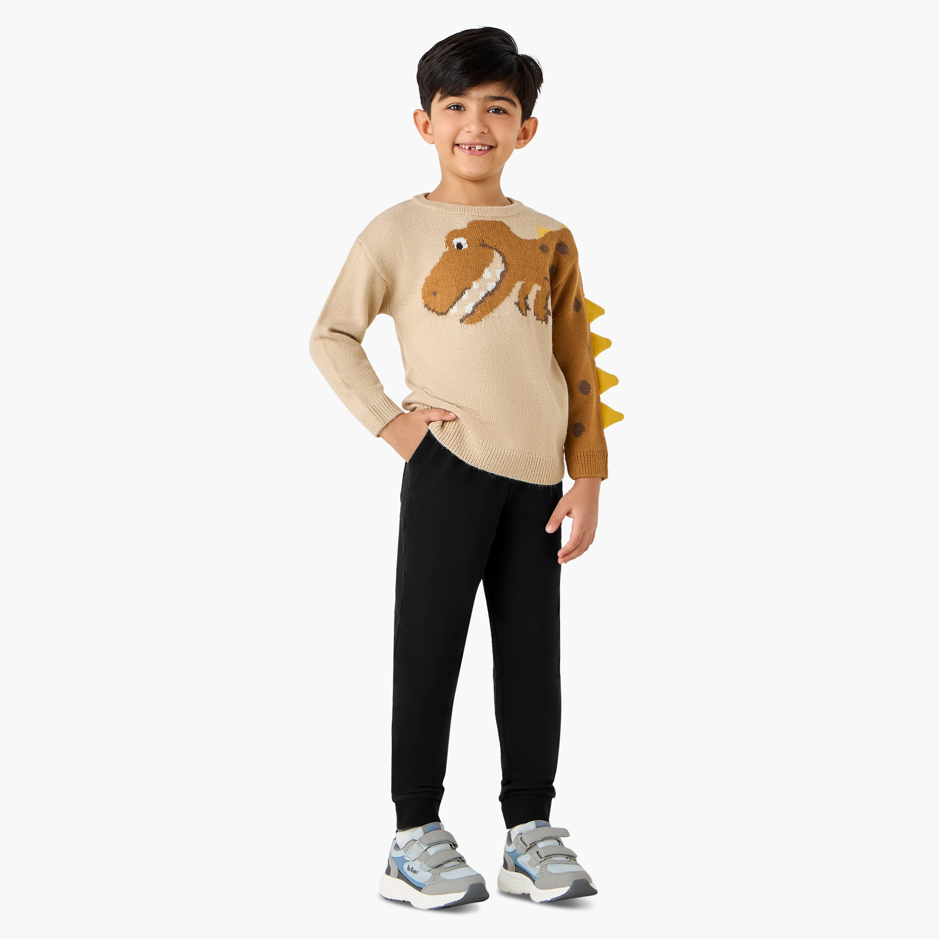 Juniors Dinosaur Graphic Pullover with Long Sleeves-baby-boys-clothing-jumpersandcardigans-image-2