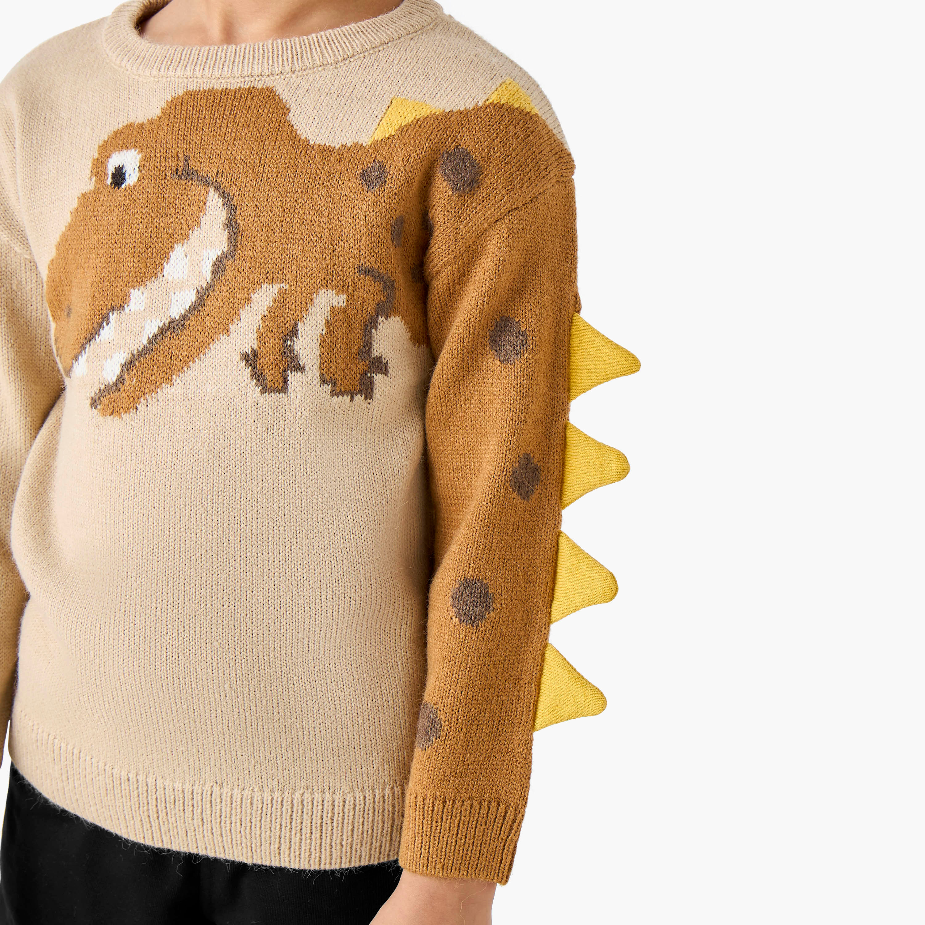 Juniors Dinosaur Graphic Pullover with Long Sleeves-baby-boys-clothing-jumpersandcardigans-image-5