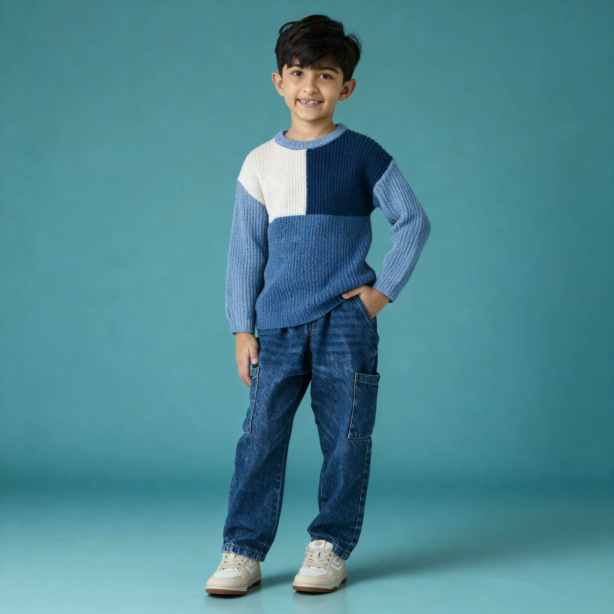 Juniors Colourblock Pullover with Long Sleeves-baby-boys-clothing-jumpersandcardigans-image-2