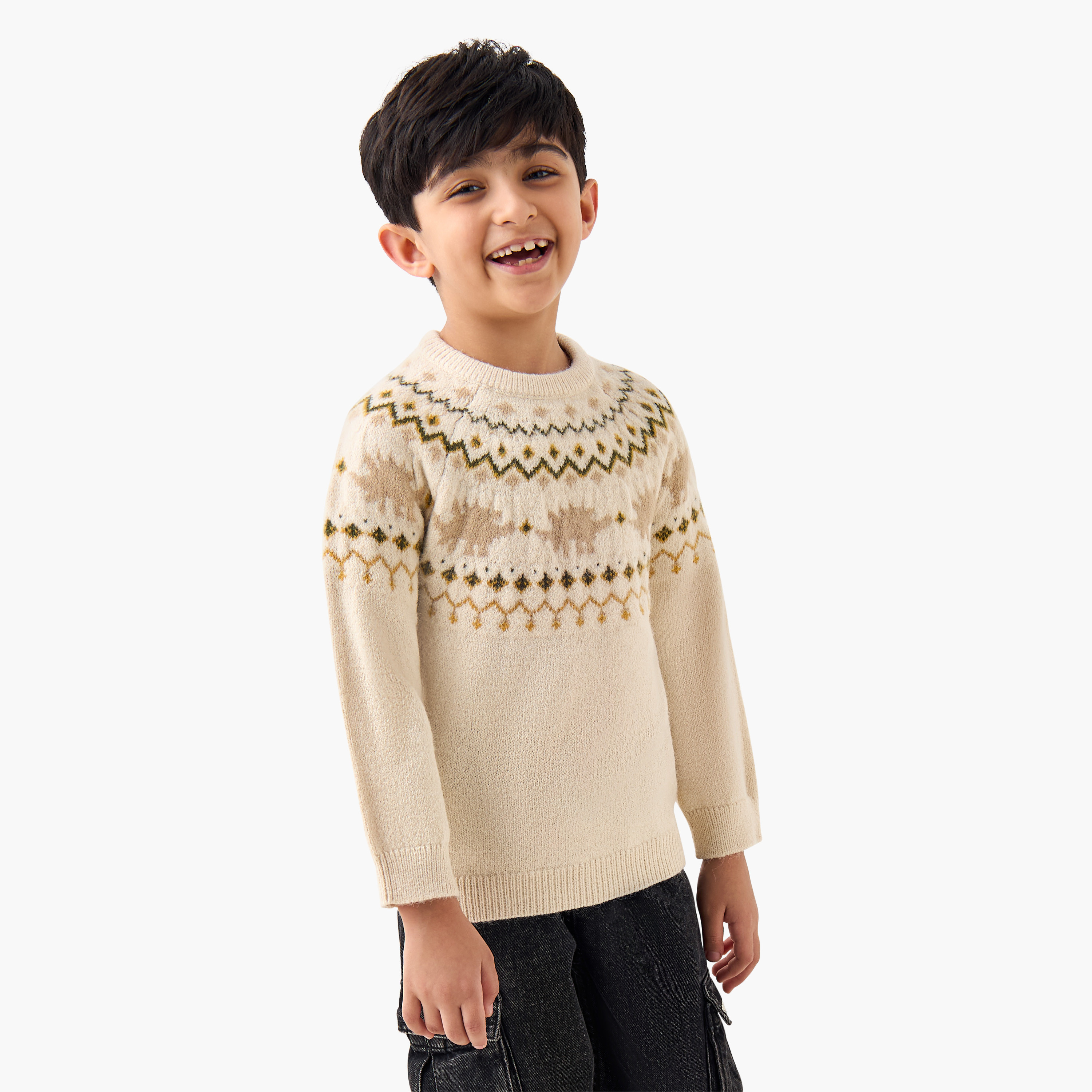 بلوفر بياقة ضيقة وأكمام طويلة وطبعات للأولاد من جونيورز-baby-boys-clothing-jumpersandcardigans-image-5