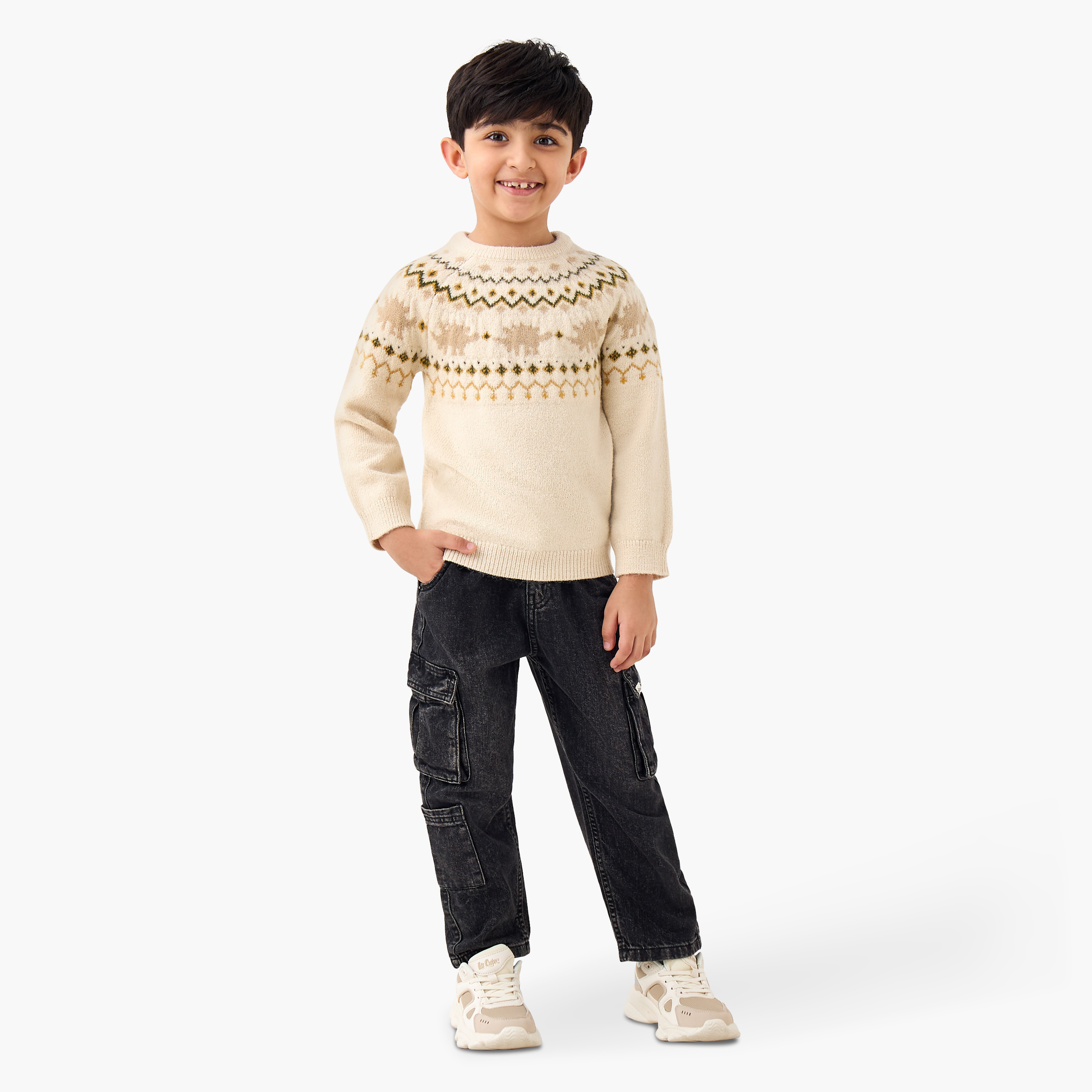 بلوفر بياقة ضيقة وأكمام طويلة وطبعات للأولاد من جونيورز-baby-boys-clothing-jumpersandcardigans-image-4