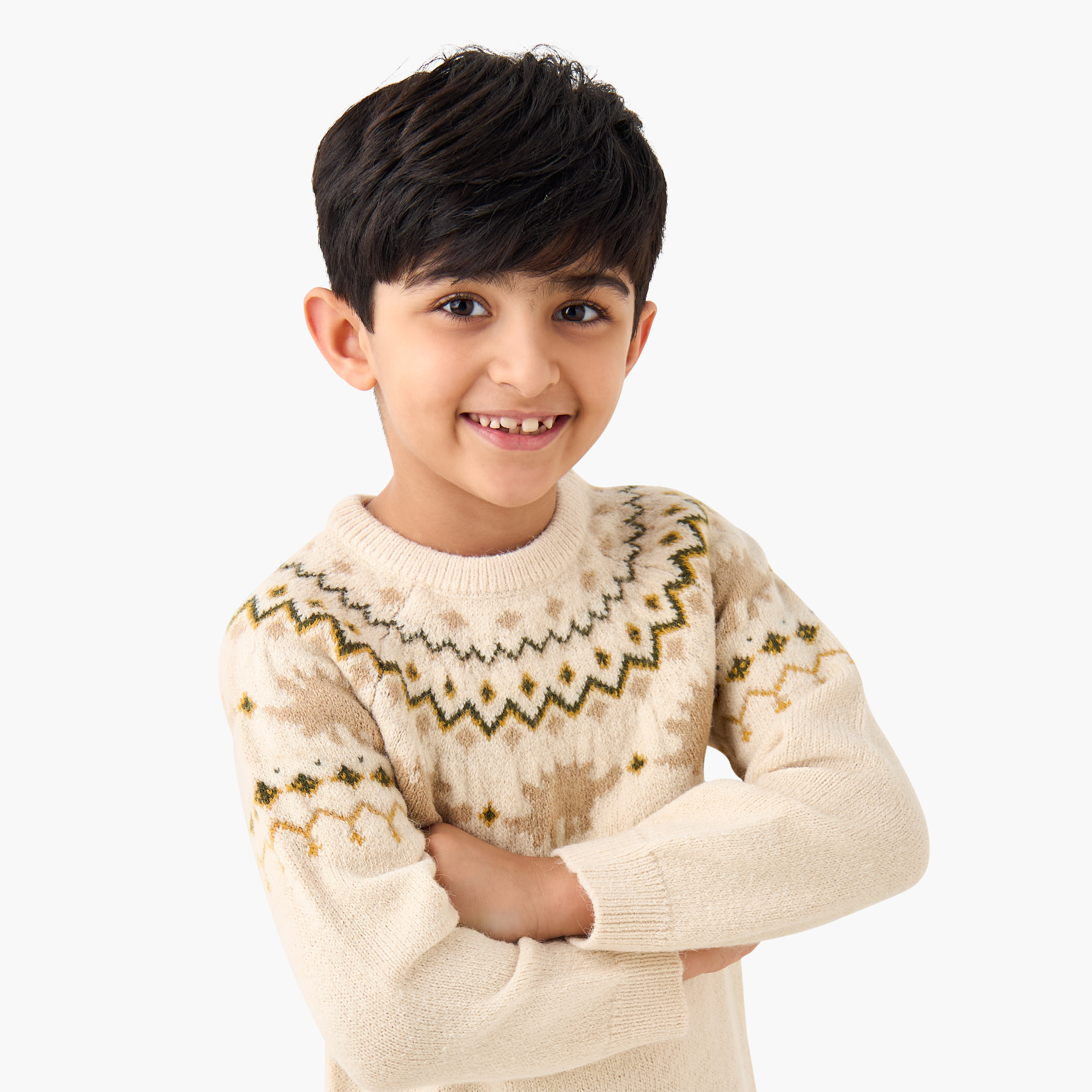 بلوفر بياقة ضيقة وأكمام طويلة وطبعات للأولاد من جونيورز-baby-boys-clothing-jumpersandcardigans-image-2