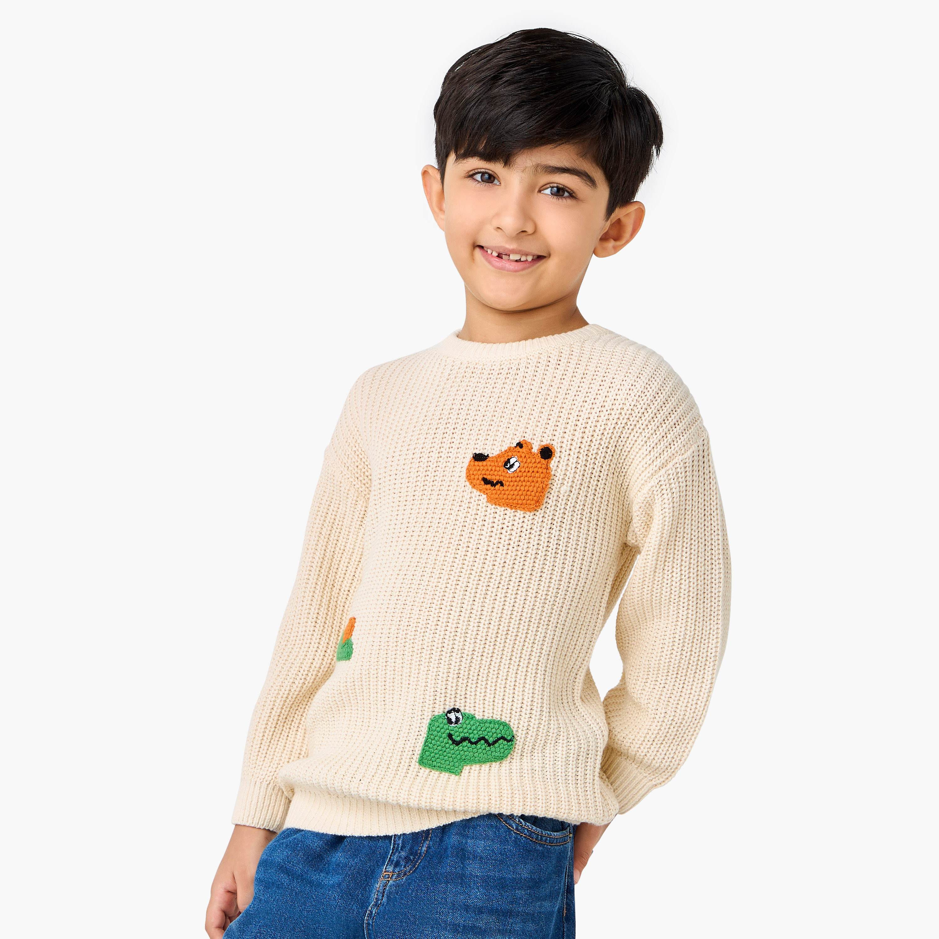 Juniors Animal Applique Pullover with Crew Neck-baby-boys-clothing-jumpersandcardigans-image-1