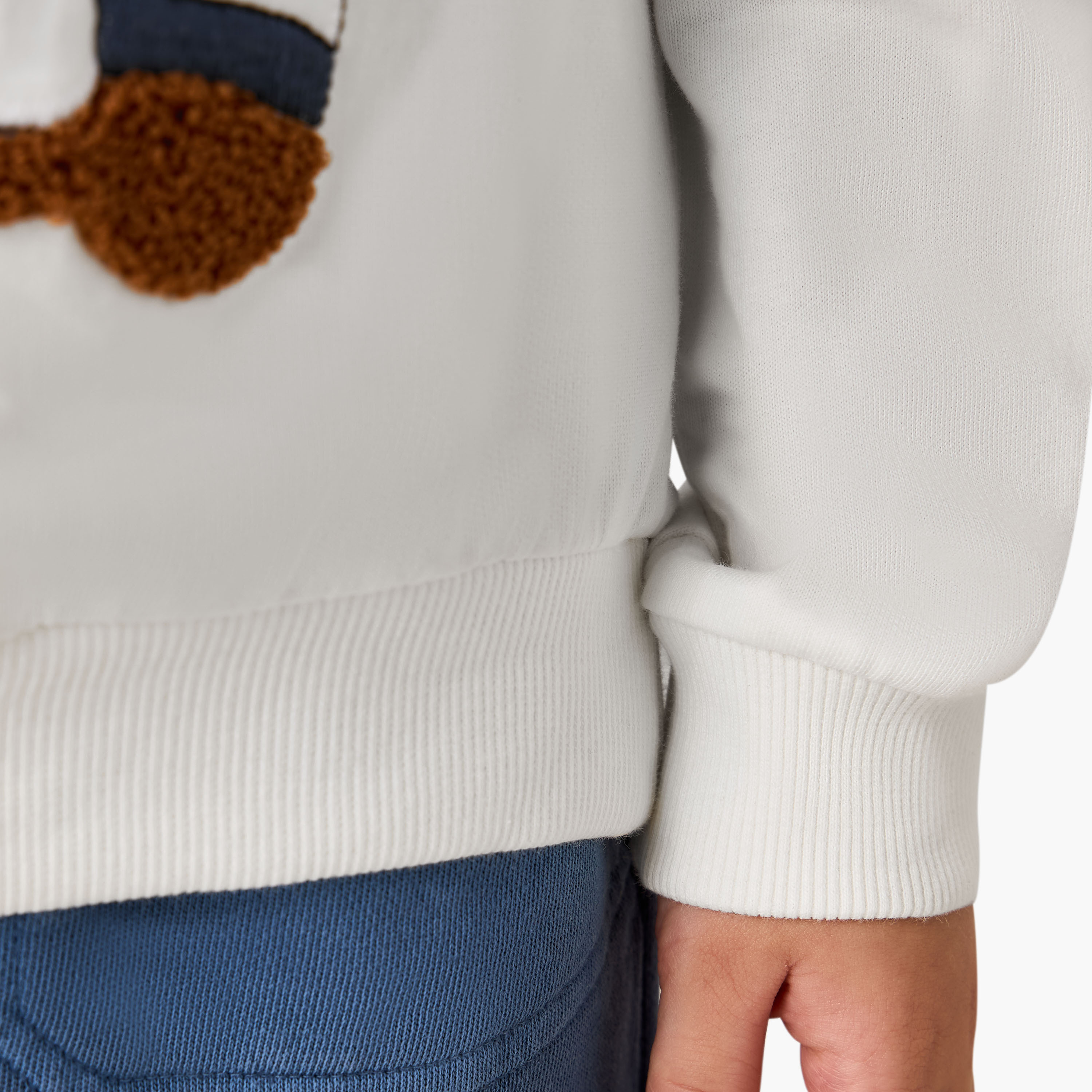 Juniors Bear Applique Hooded Sweatshirt with Long Sleeves-boys-clothing-sweatshirts-image-5