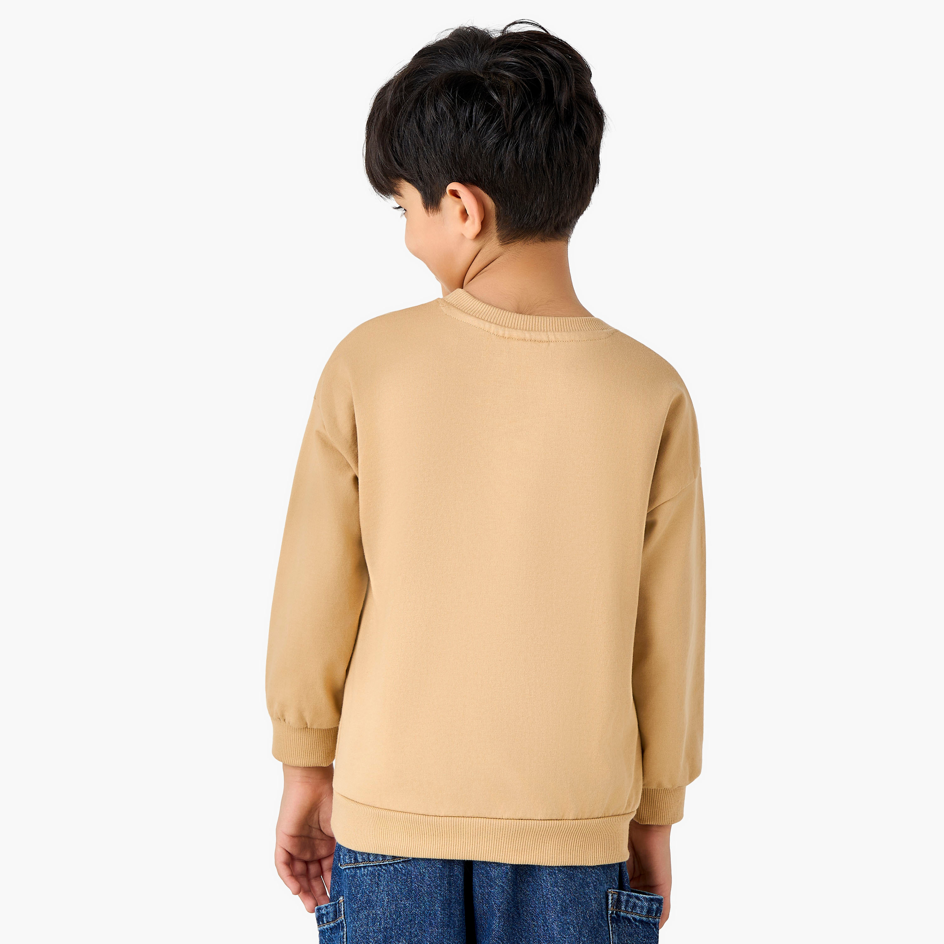 Juniors Lion Print Sweatshirt with Long Sleeves-boys-clothing-sweatshirts-image-3