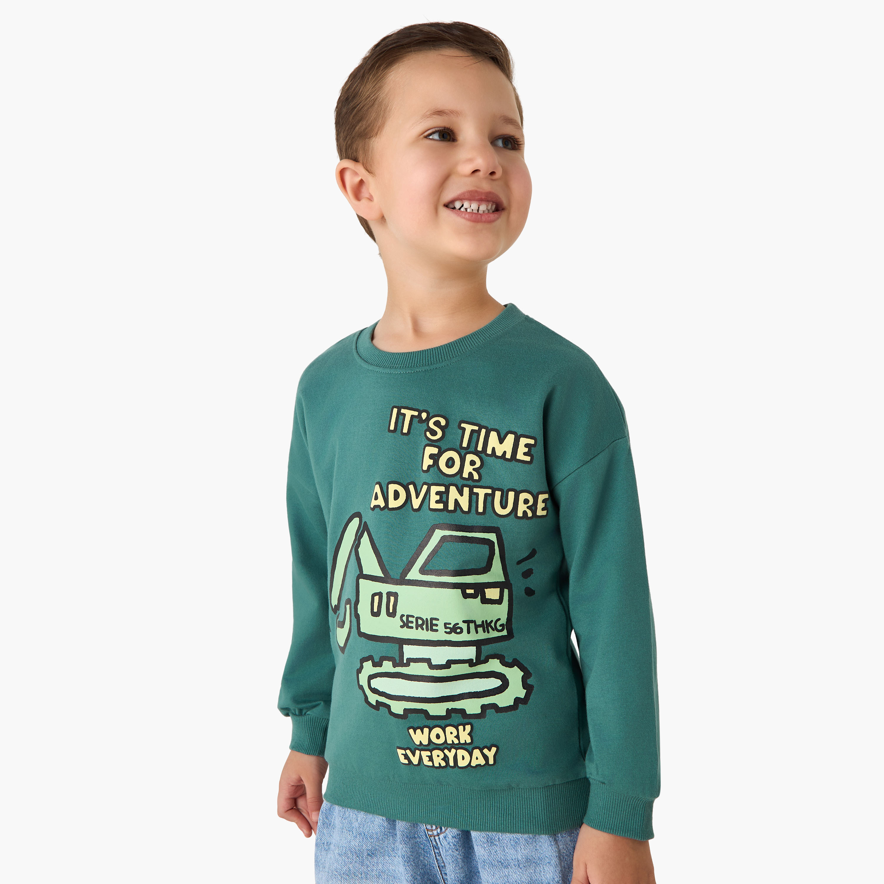Juniors Printed Sweatshirt with Long Sleeves-boys-clothing-sweatshirts-image-1