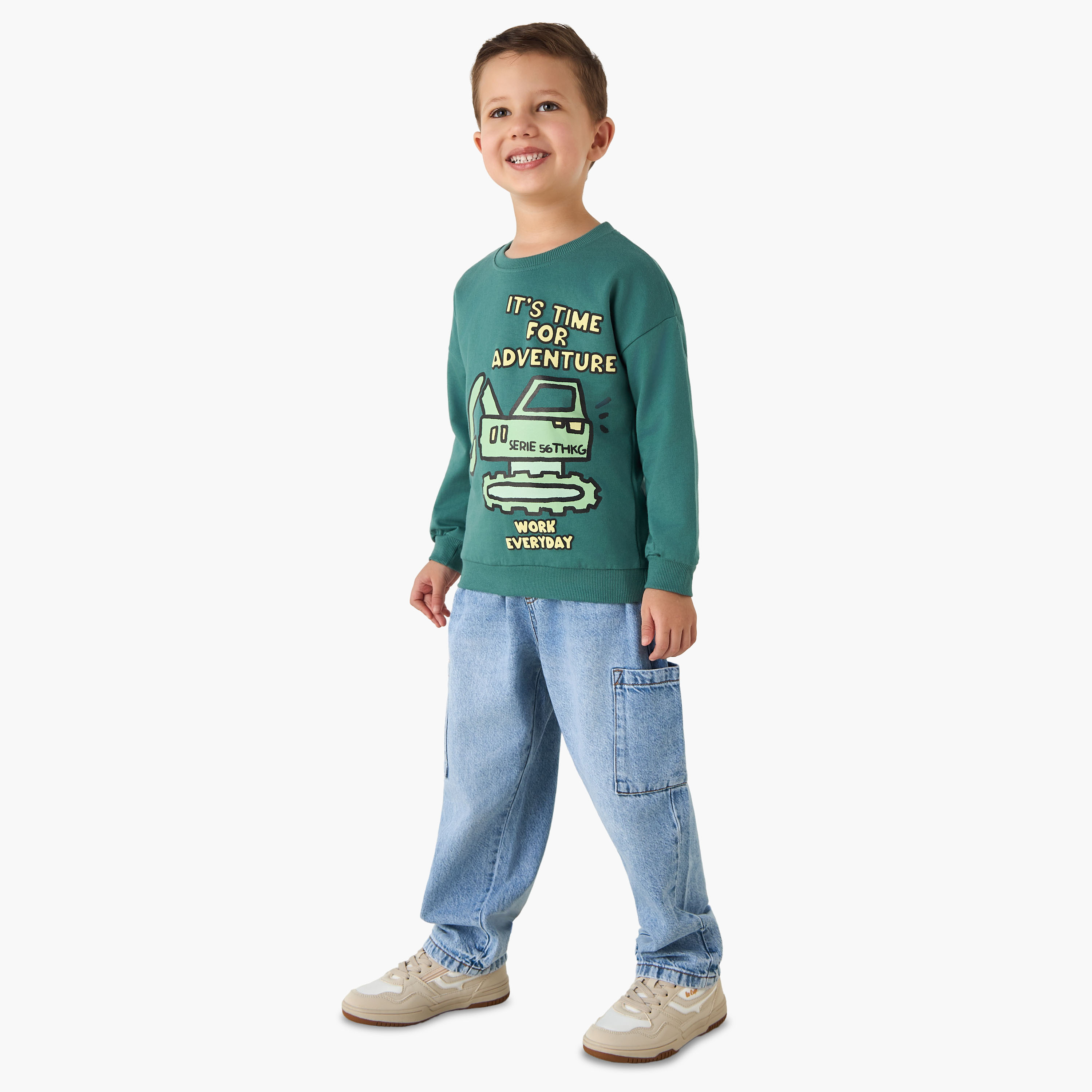 Juniors Printed Sweatshirt with Long Sleeves-boys-clothing-sweatshirts-image-2