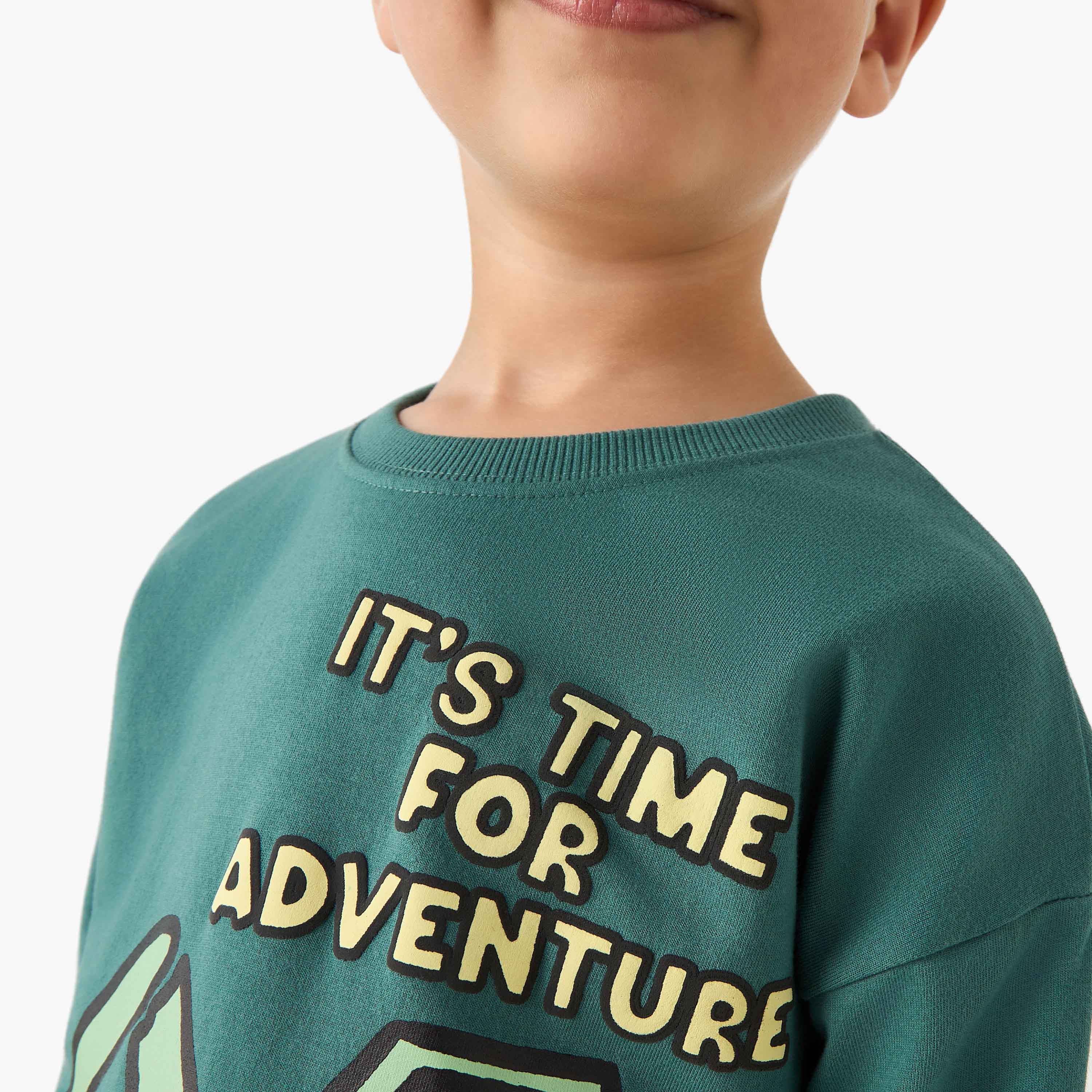 Juniors Printed Sweatshirt with Long Sleeves-boys-clothing-sweatshirts-image-4
