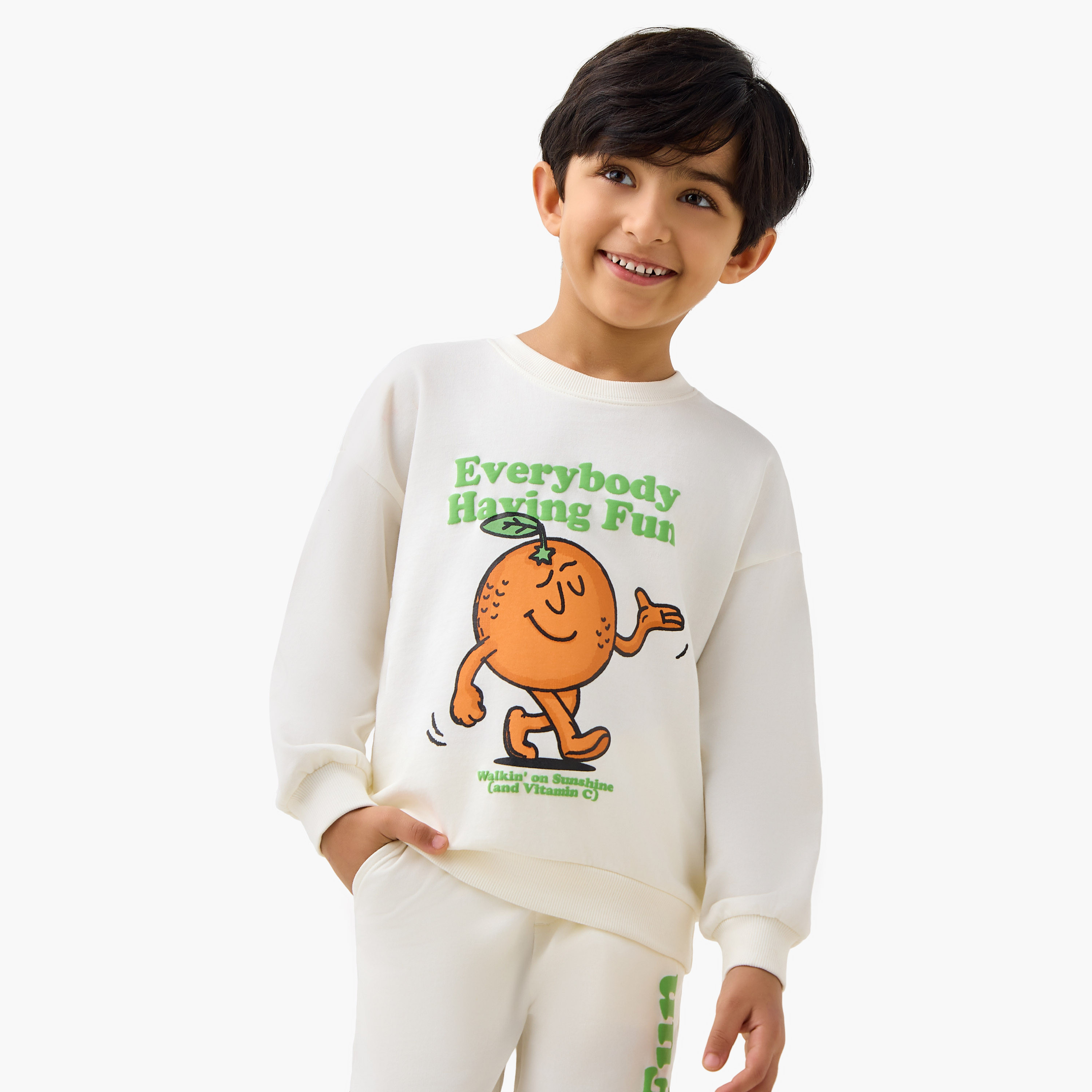 Juniors Graphic Print Sweatshirt with Long Sleeves-boys-clothing-sweatshirts-image-1