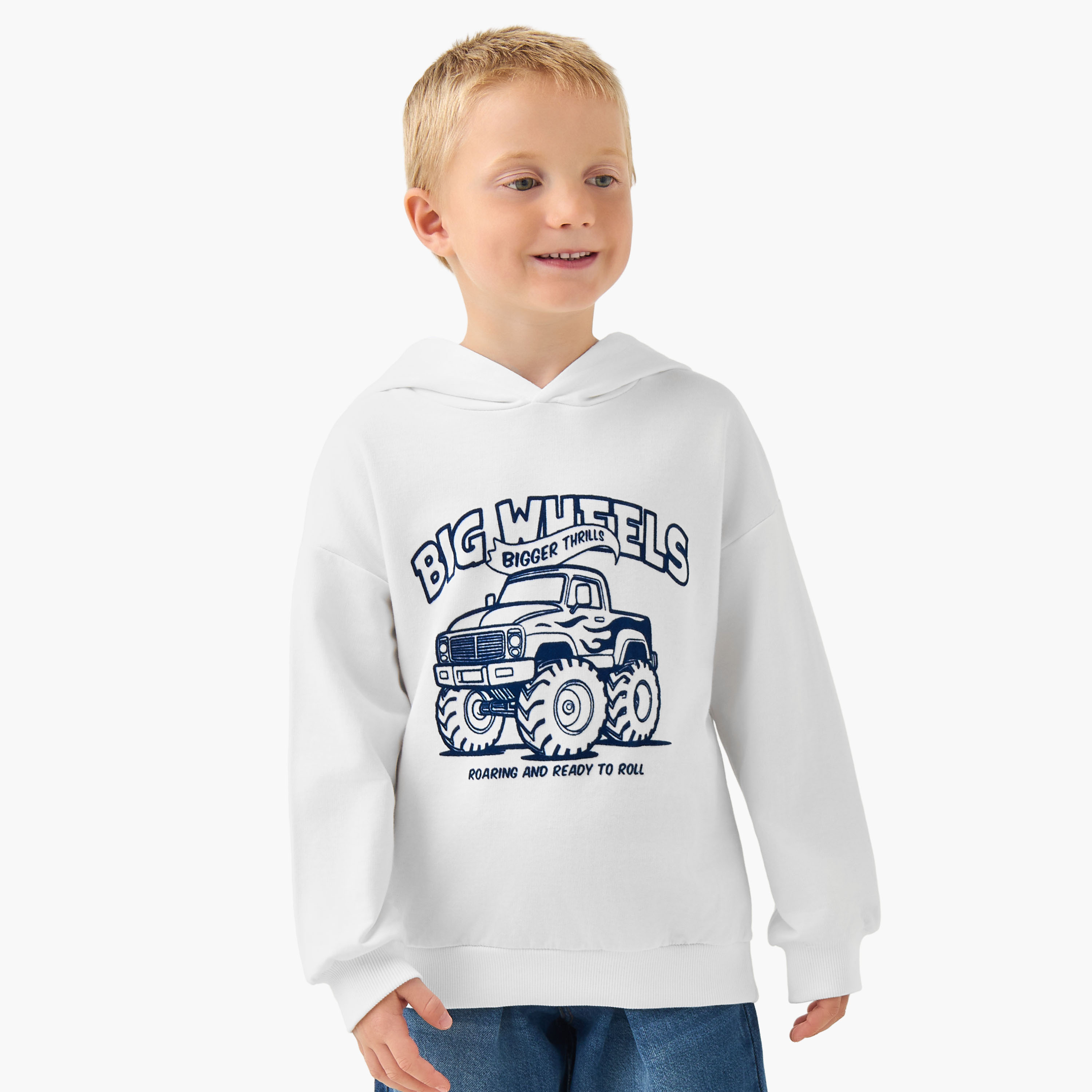 Juniors Printed Hooded Sweatshirt with Long Sleeves-boys-clothing-sweatshirts-image-1