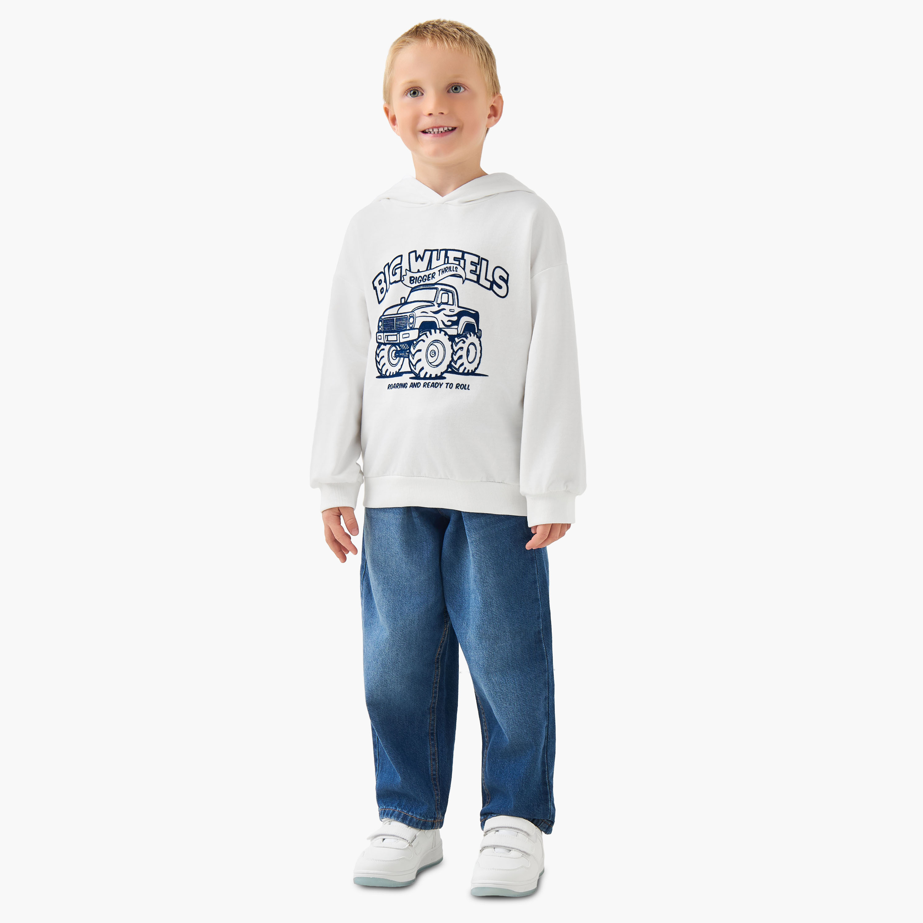 Juniors Printed Hooded Sweatshirt with Long Sleeves-boys-clothing-sweatshirts-image-2