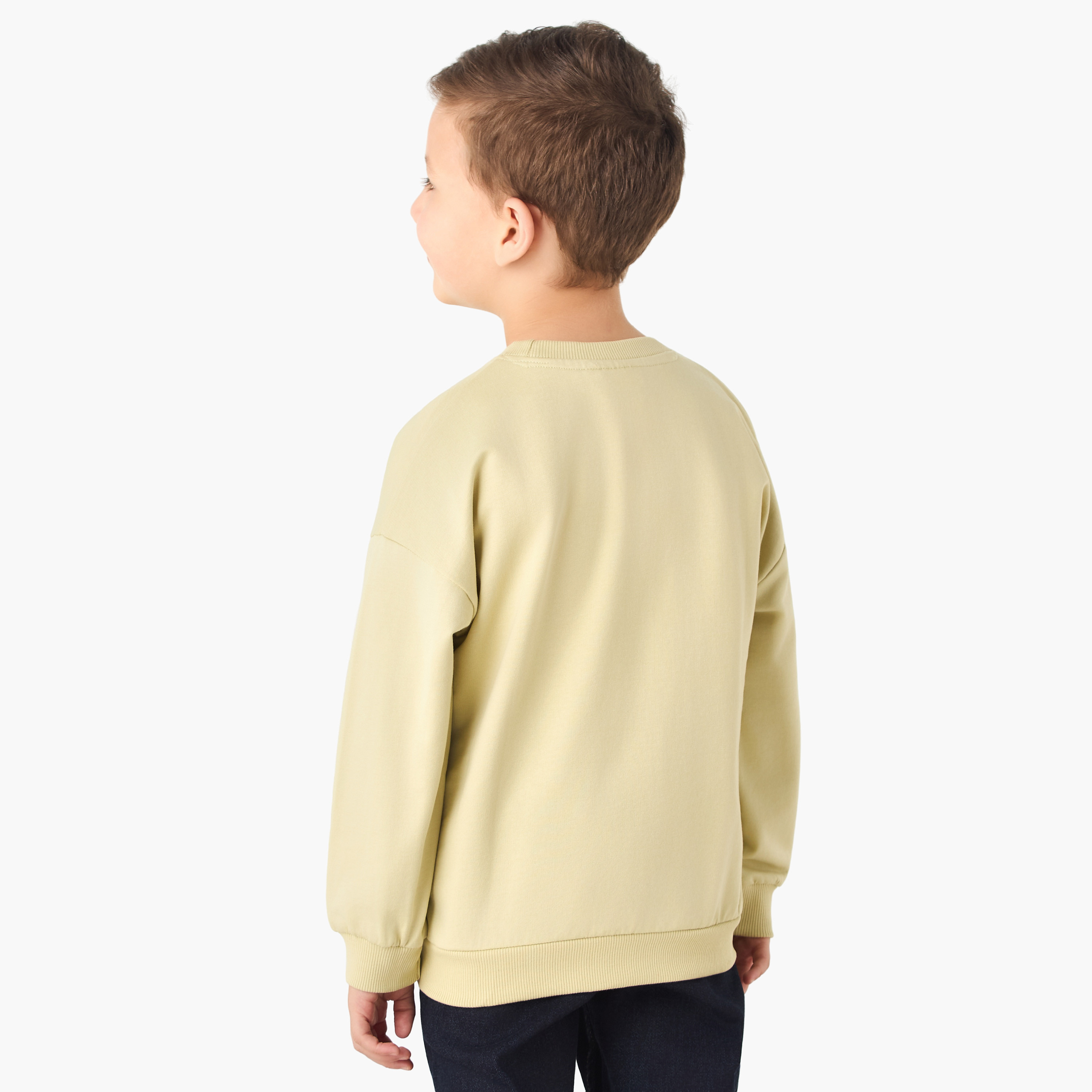Juniors Aeroplane Print Sweatshirt with Long Sleeves-baby-boys-clothing-winterwear-sweatshirts-image-3