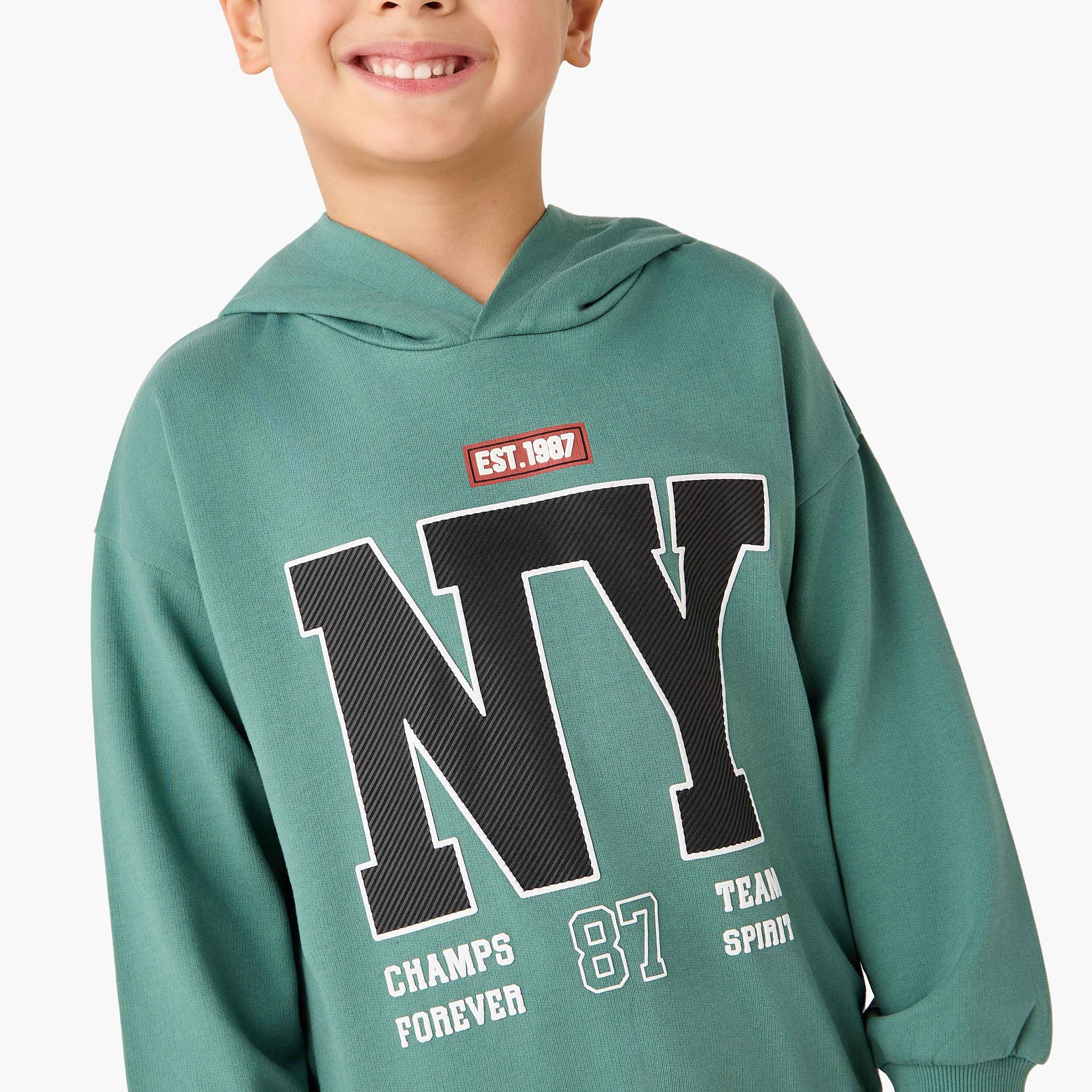Juniors Varsity Print Hoodie with Long Sleeves-boys-clothing-sweatshirts-image-4