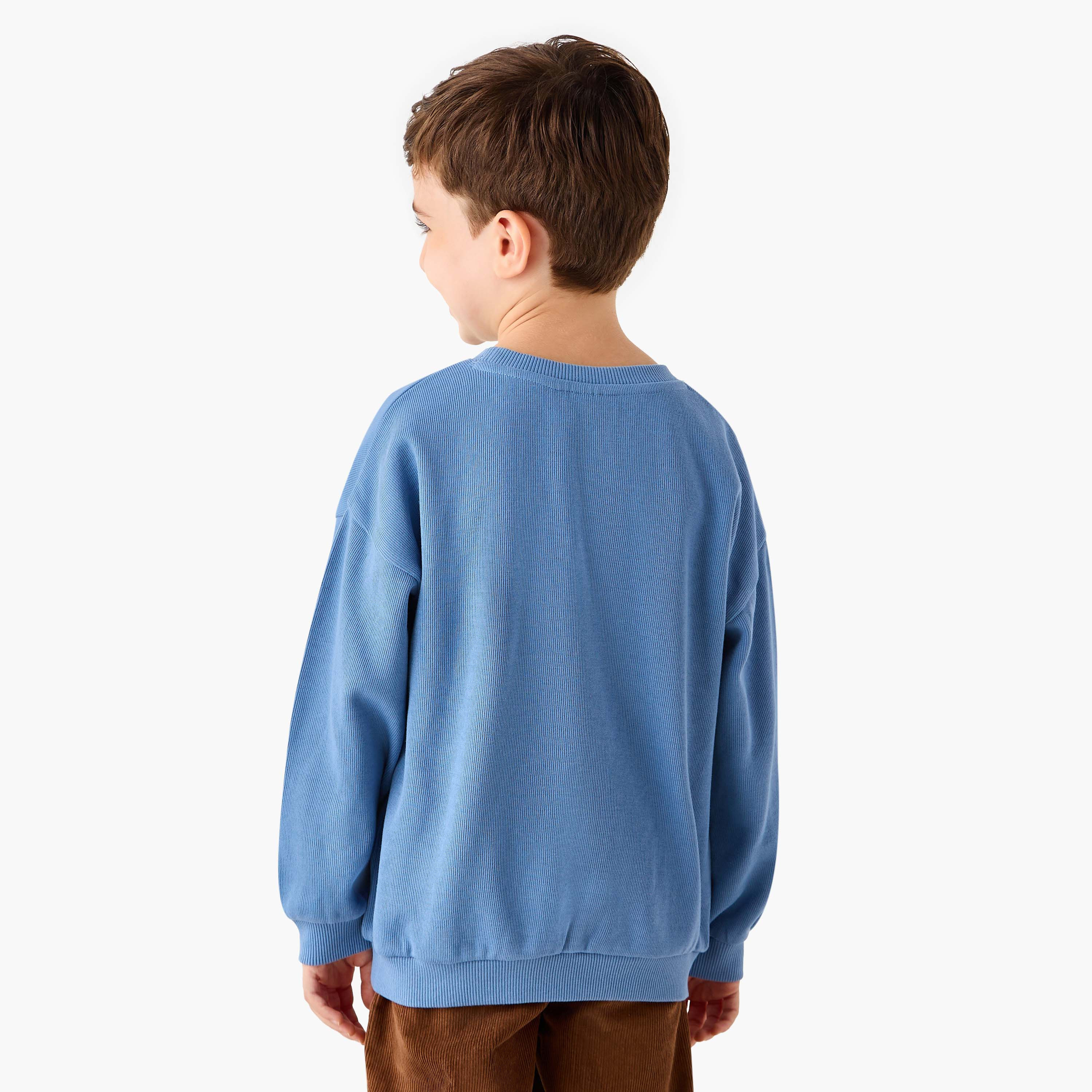 Juniors Textured Sweatshirt with Embroidered Detail and Long Sleeves-baby-boys-clothing-winterwear-sweatshirts-image-3