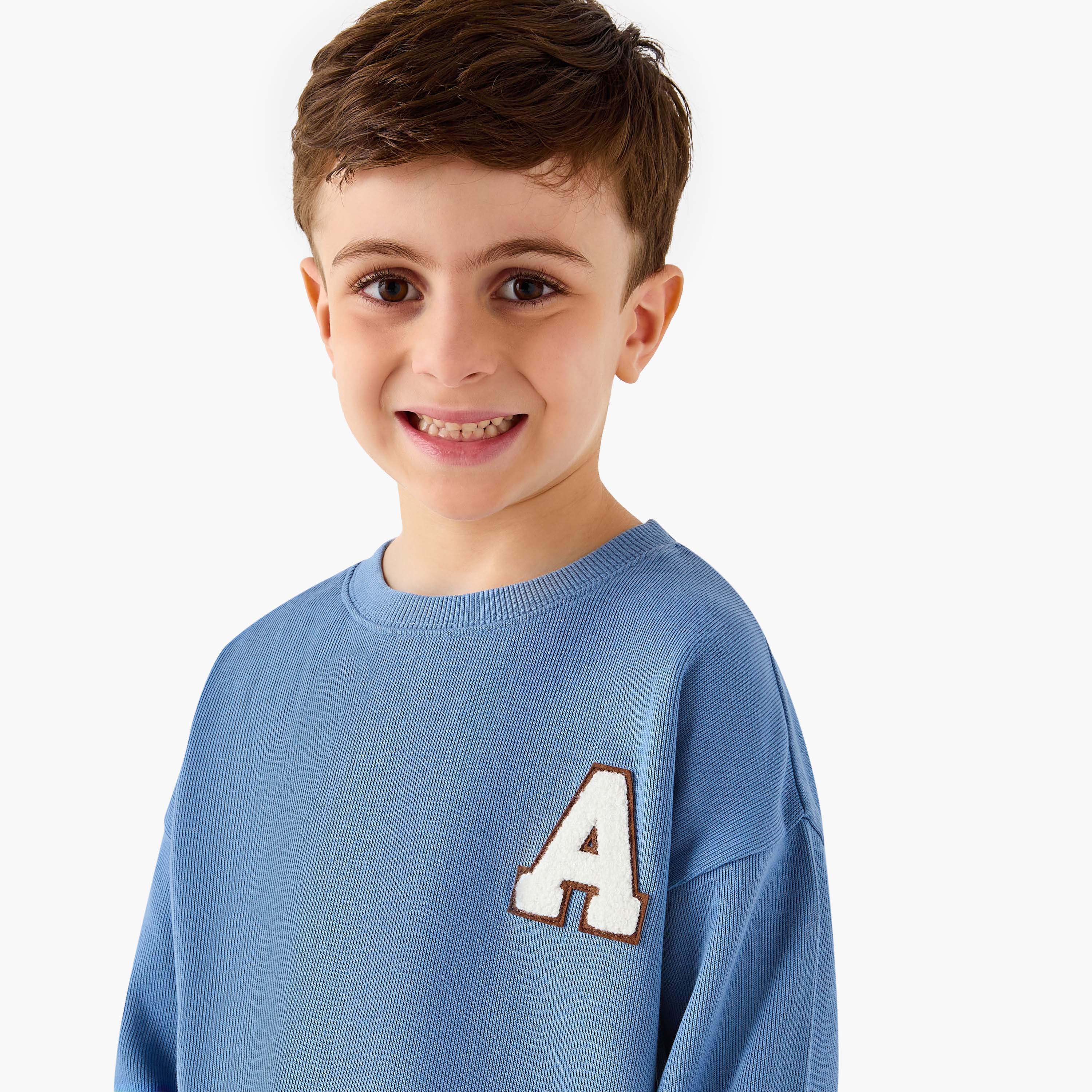 Juniors Textured Sweatshirt with Embroidered Detail and Long Sleeves-baby-boys-clothing-winterwear-sweatshirts-image-4
