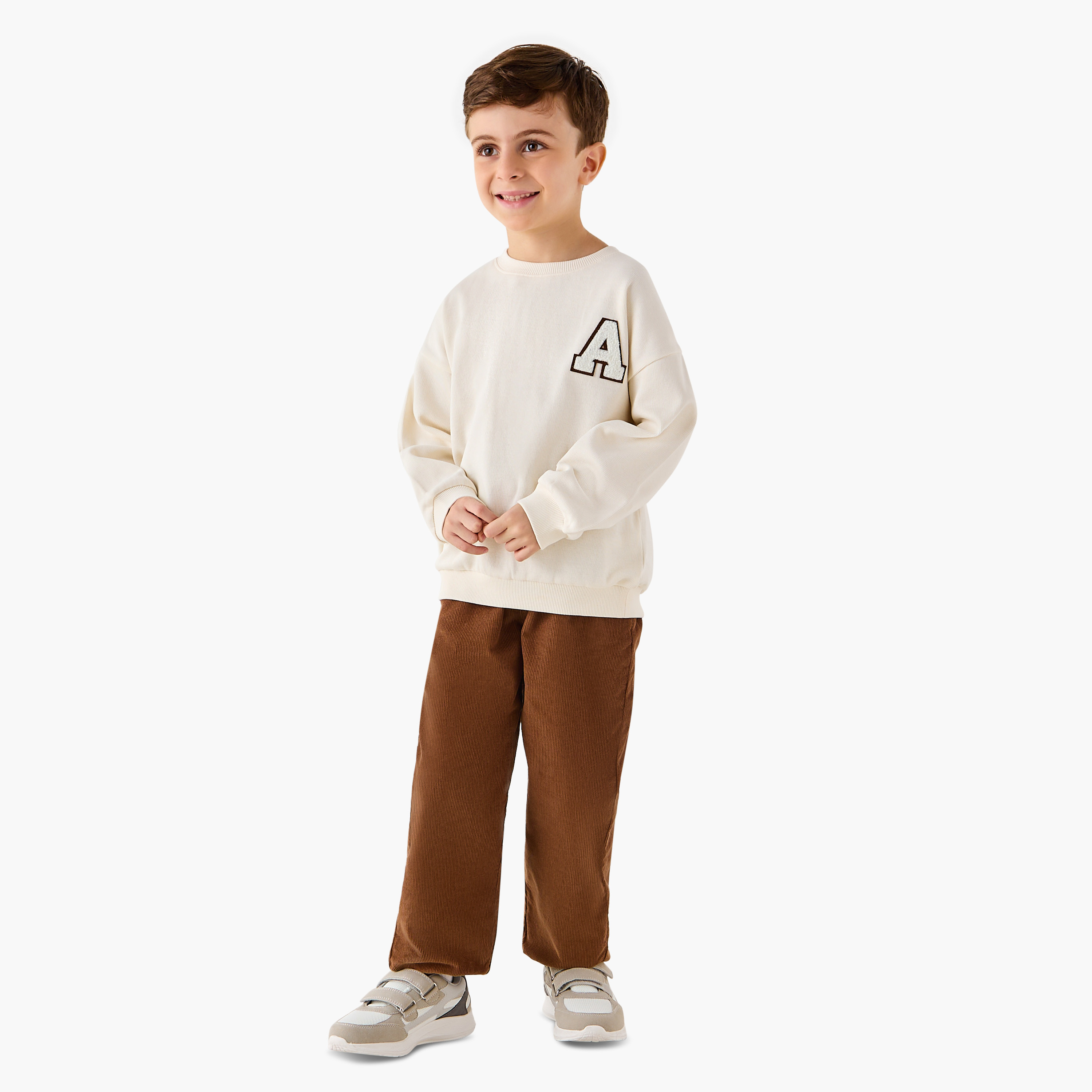 Juniors Textured Sweatshirt with Embroidered Detail and Long Sleeves-boys-clothing-sweatshirts-image-2