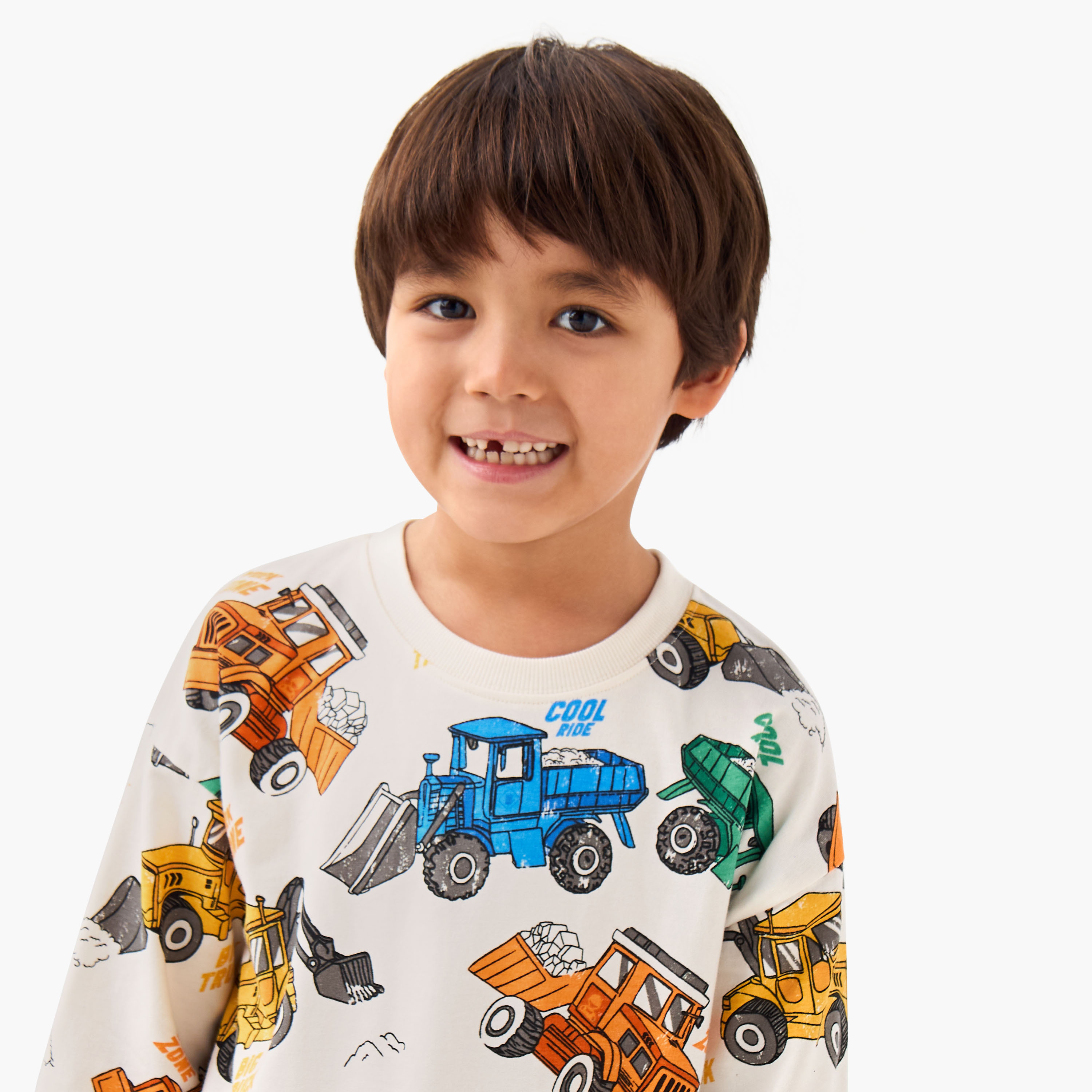 Juniors Boys Crew Neck Sweatshirt with Vehicle Print - Cotton - Long Sleeves-boys-clothing-sweatshirts-image-4