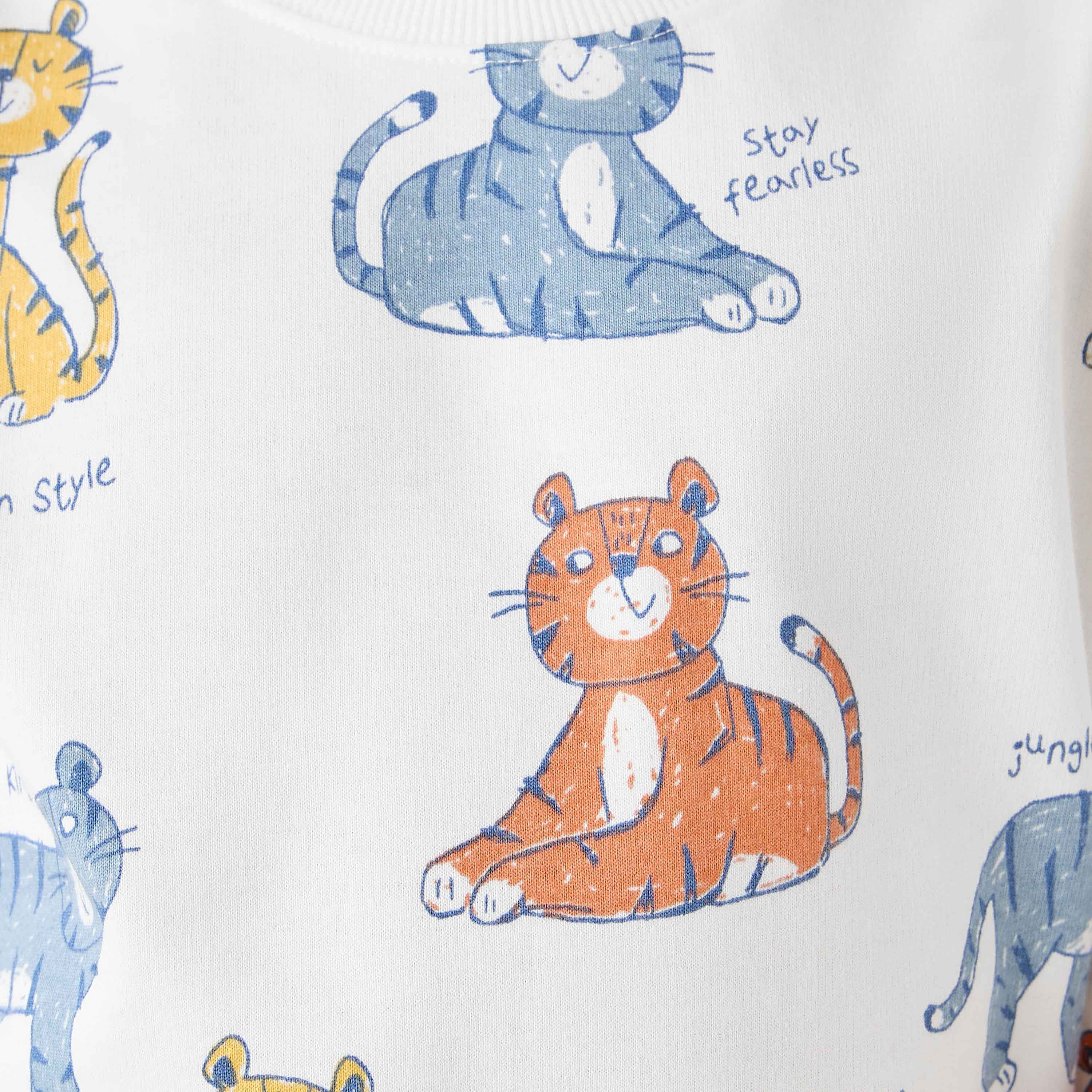 Juniors Tiger Print Sweatshirt with Long Sleeves-boys-clothing-sweatshirts-image-5