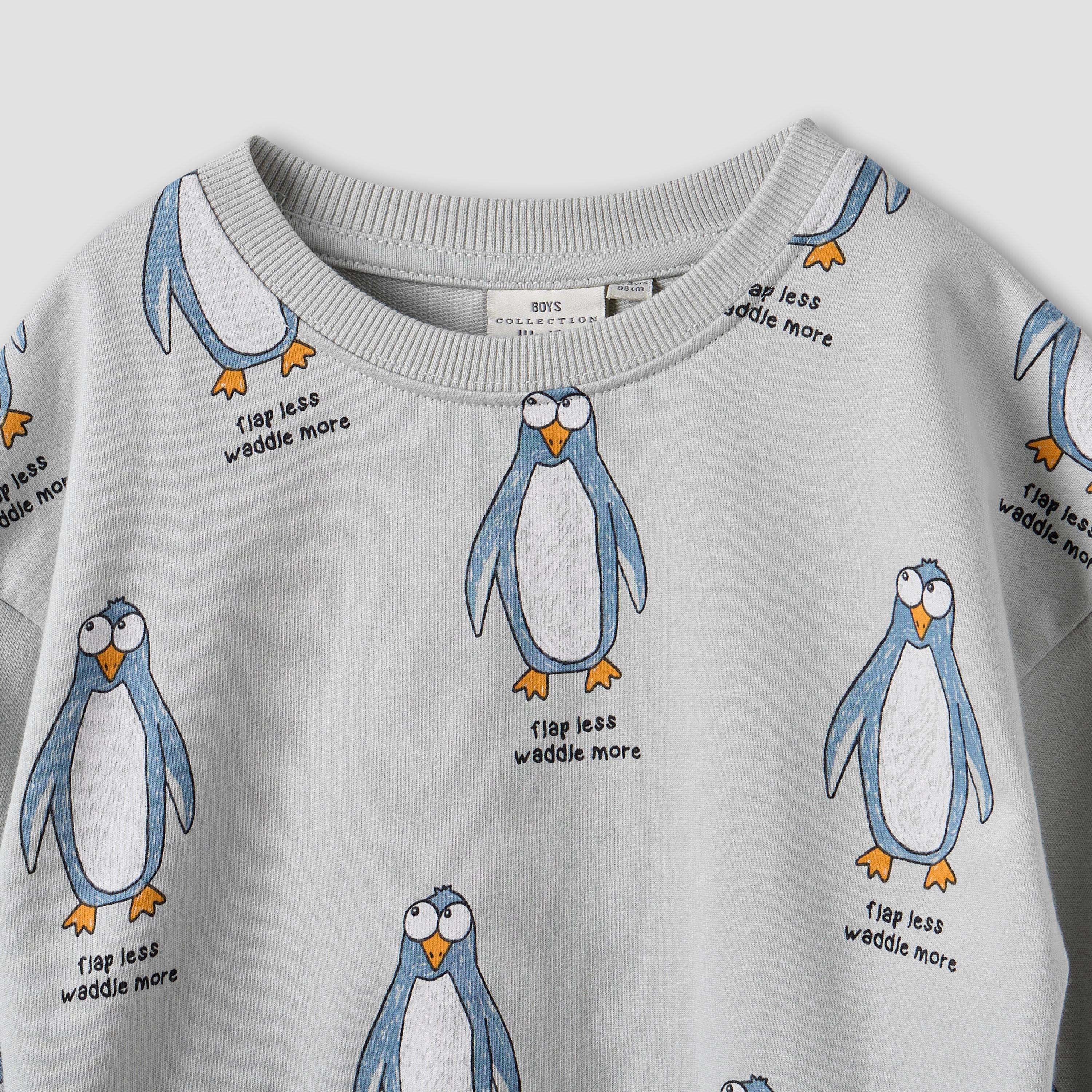 Juniors Penguin Print Pullover with Long Sleeves-boys-clothing-sweatshirts-image-3