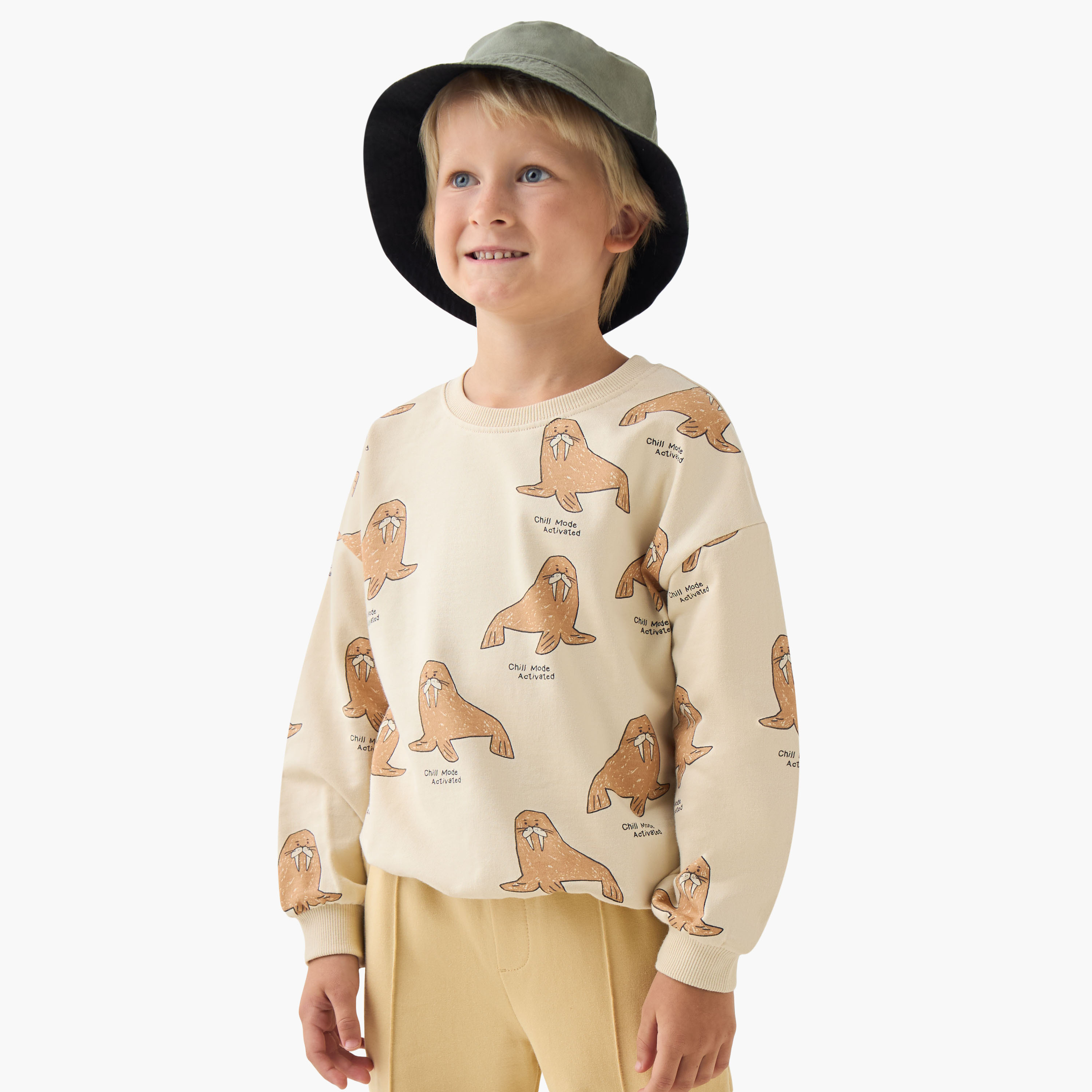 Juniors Walrus Print Pullover with Long Sleeves-boys-clothing-sweatshirts-image-1