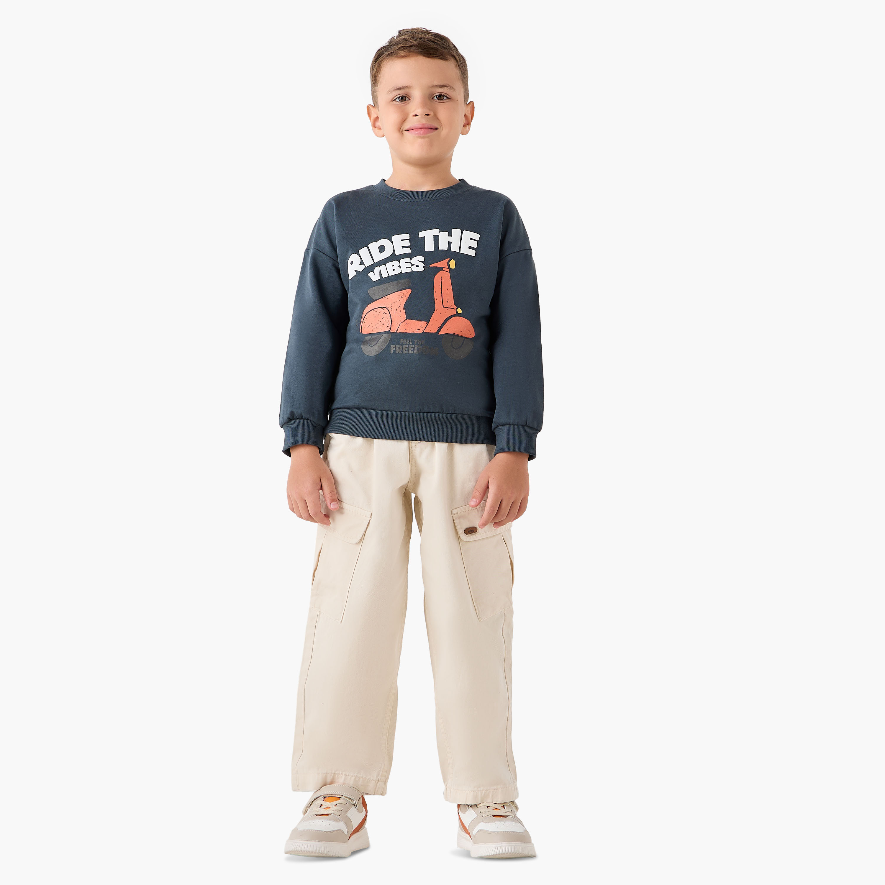 Juniors Graphic Print Sweatshirt with Long Sleeves-boys-clothing-sweatshirts-image-2