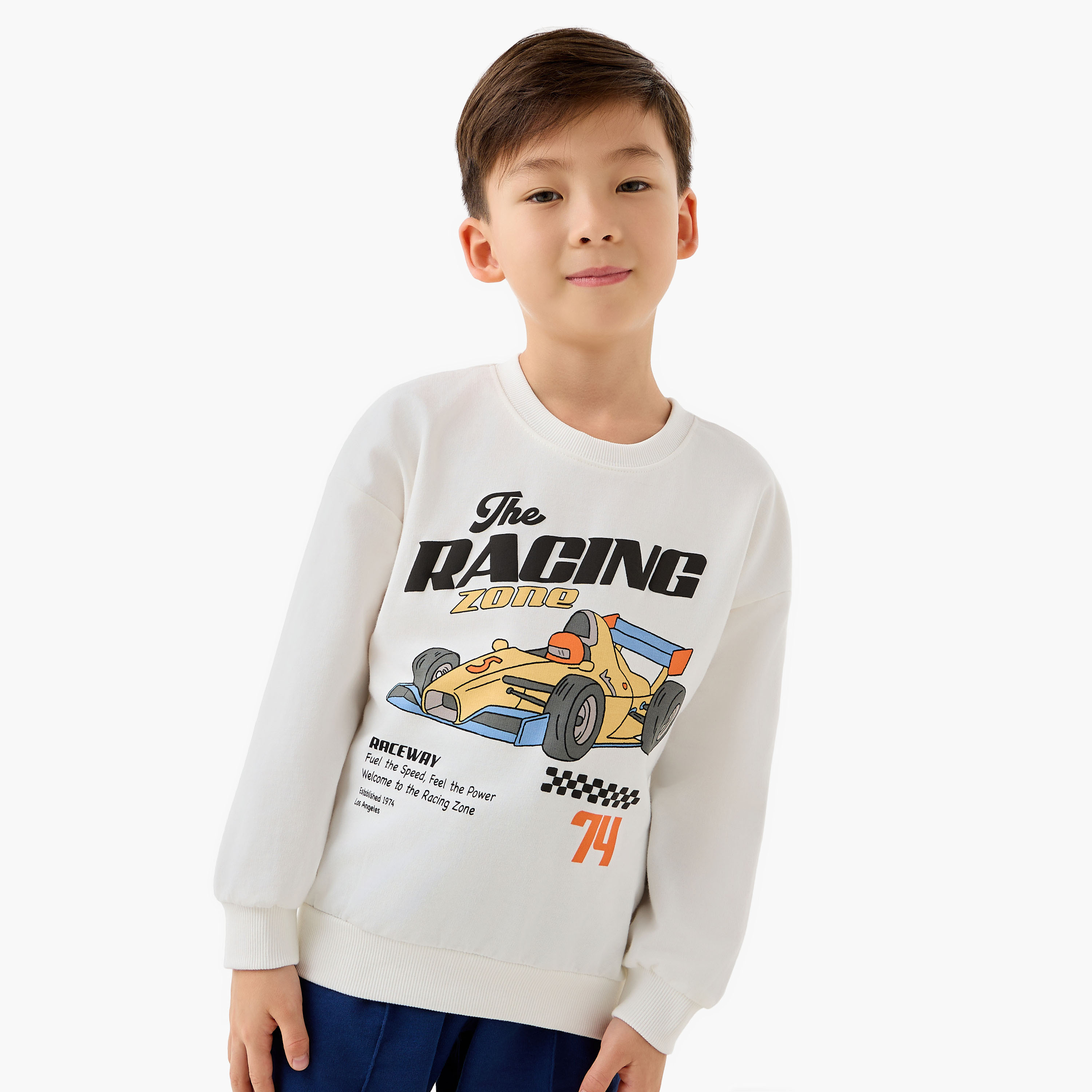 سويت شيرت قطن بياقة ضيقة وأكمام طويلة وطبعات للأولاد من جونيورز-boys-clothing-sweatshirts-image-1
