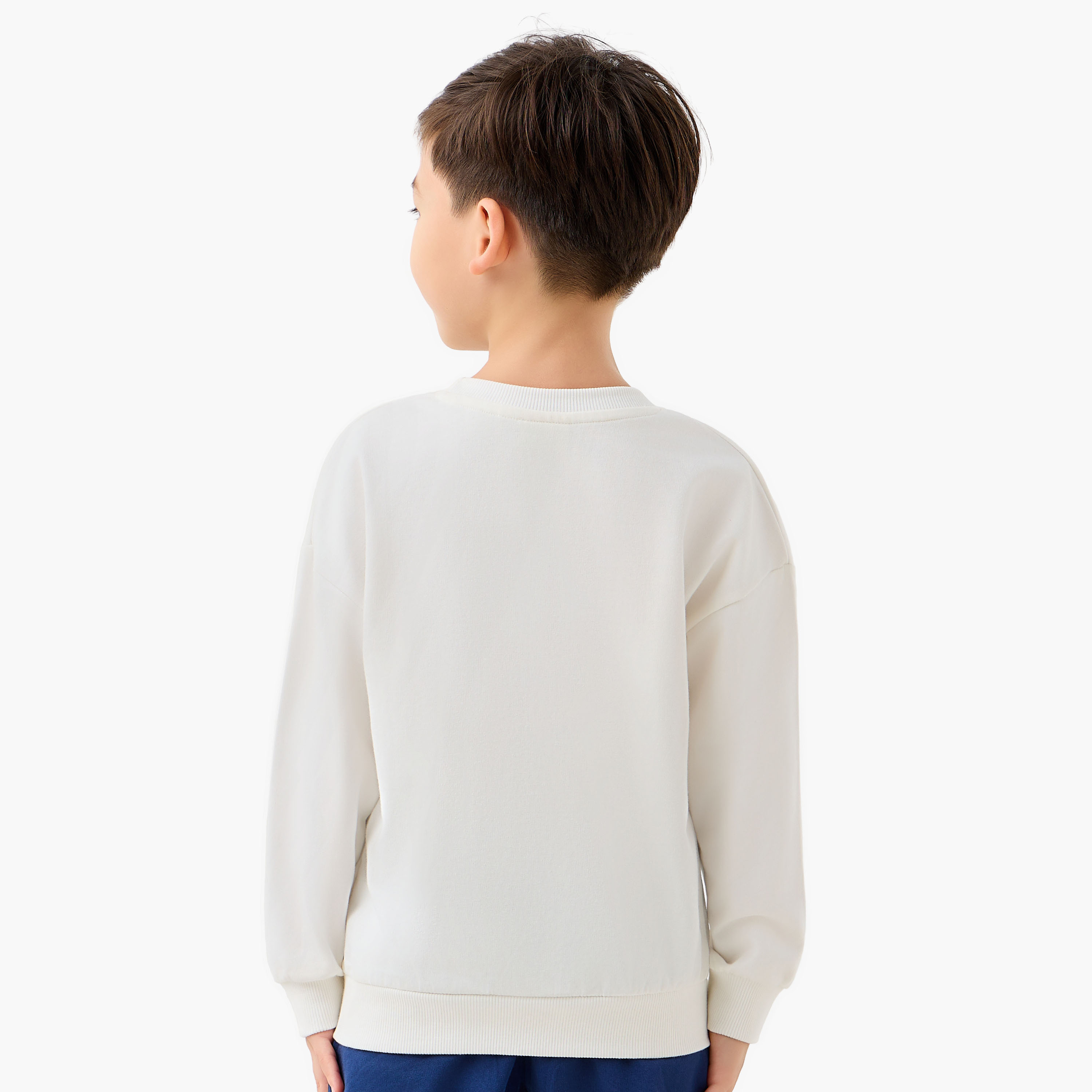 Juniors Boys Crew Neck Sweatshirt with Print - Cotton - Long Sleeves-boys-clothing-sweatshirts-image-3