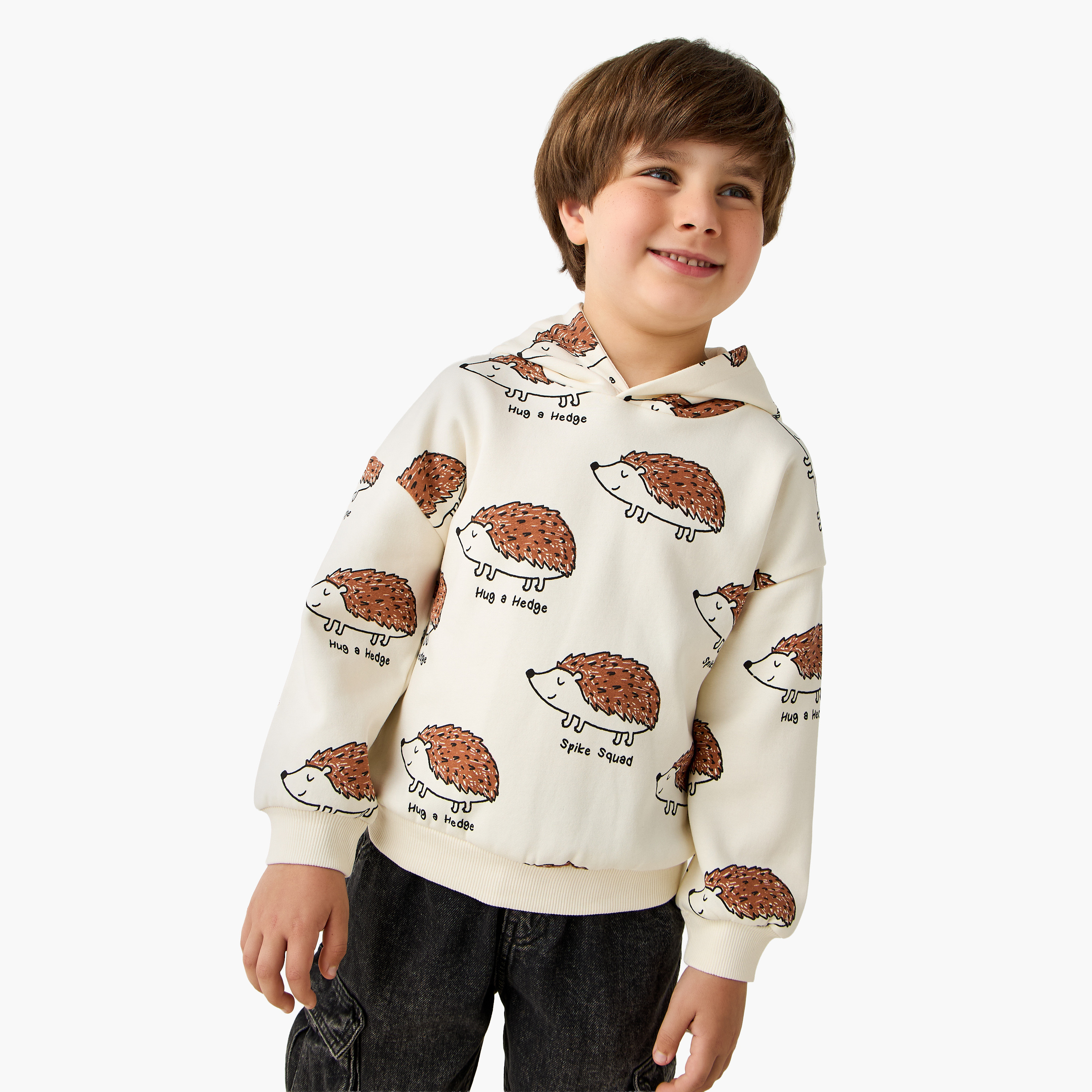 Juniors Printed Hooded Sweatshirt with Long Sleeves-boys-clothing-sweatshirts-image-1