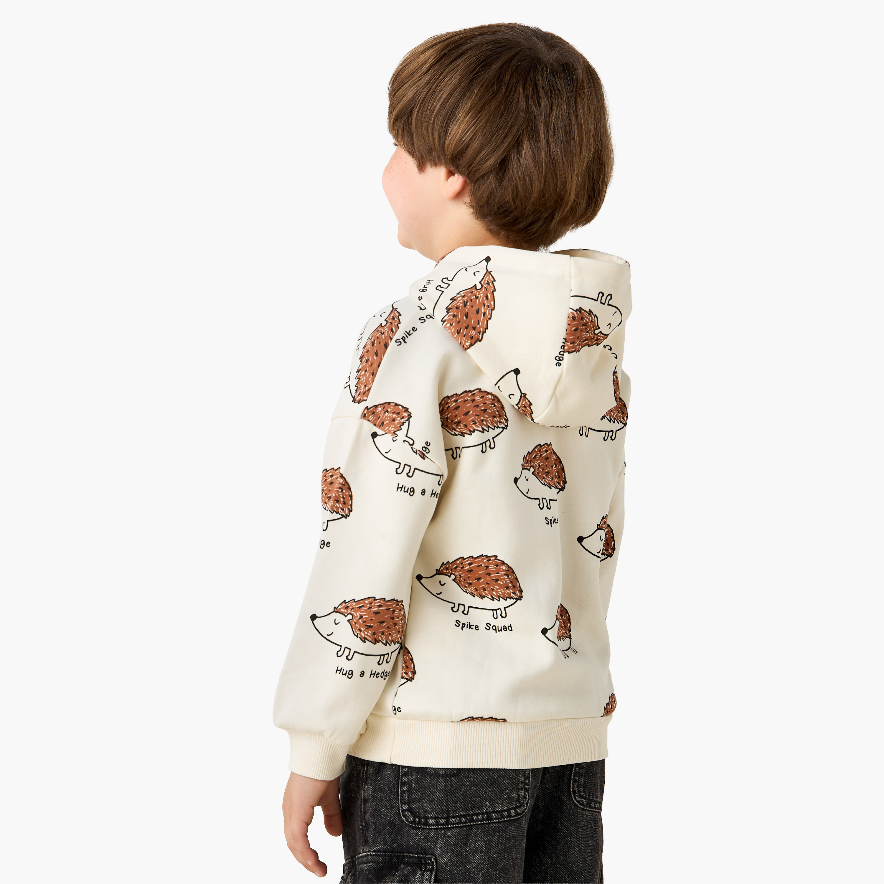 Juniors Printed Hooded Sweatshirt with Long Sleeves-boys-clothing-sweatshirts-image-3