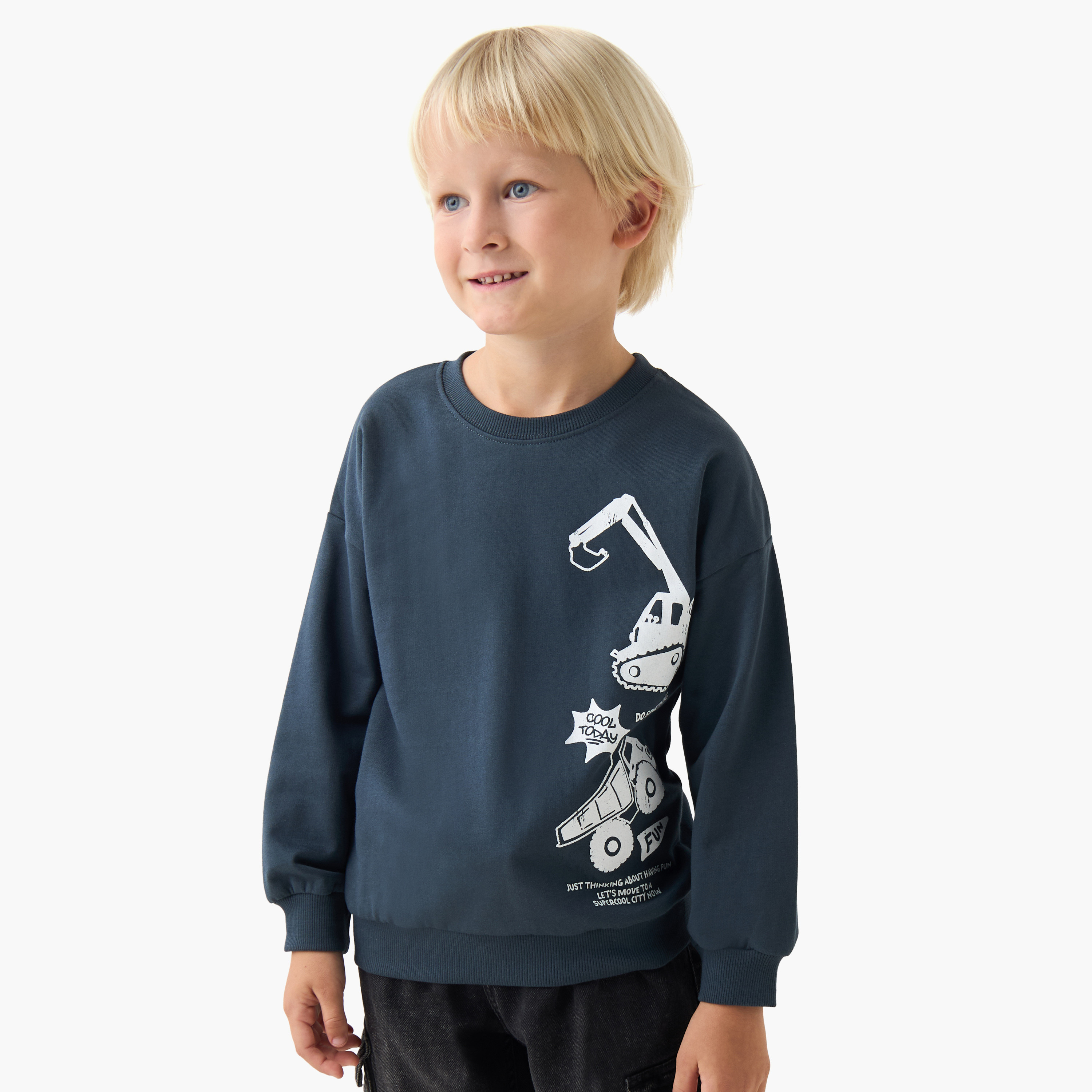 Juniors Construction Print Pullover with Long Sleeves-boys-clothing-sweatshirts-image-1