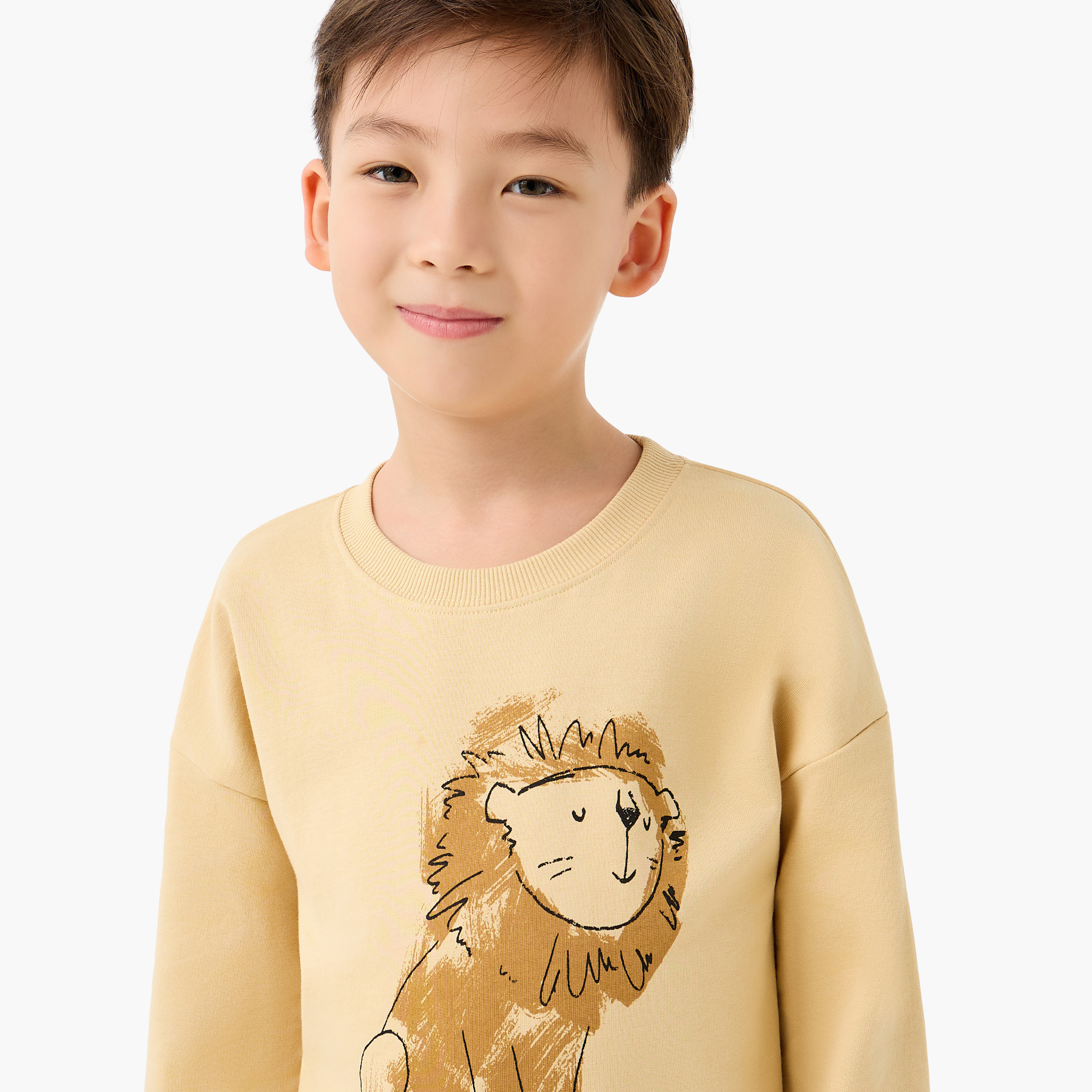 سويت شيرت قطن بياقة ضيقة وأكمام طويلة وطبعات للأولاد من جونيورز-baby-boys-clothing-winterwear-sweatshirts-image-4