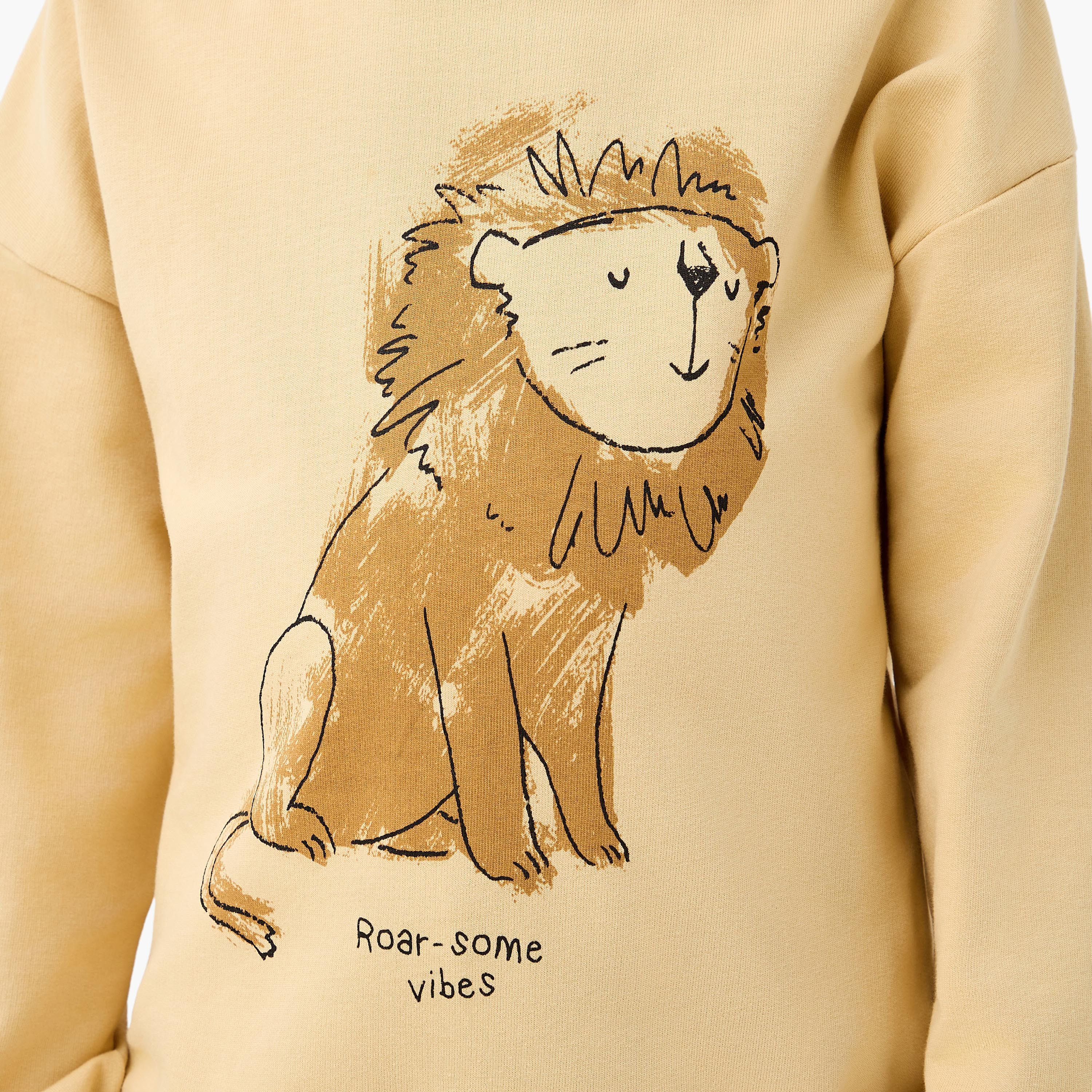 Juniors Boys Crew Neck Sweatshirt with Lion Print - Cotton - Long Sleeves-boys-clothing-sweatshirts-image-5