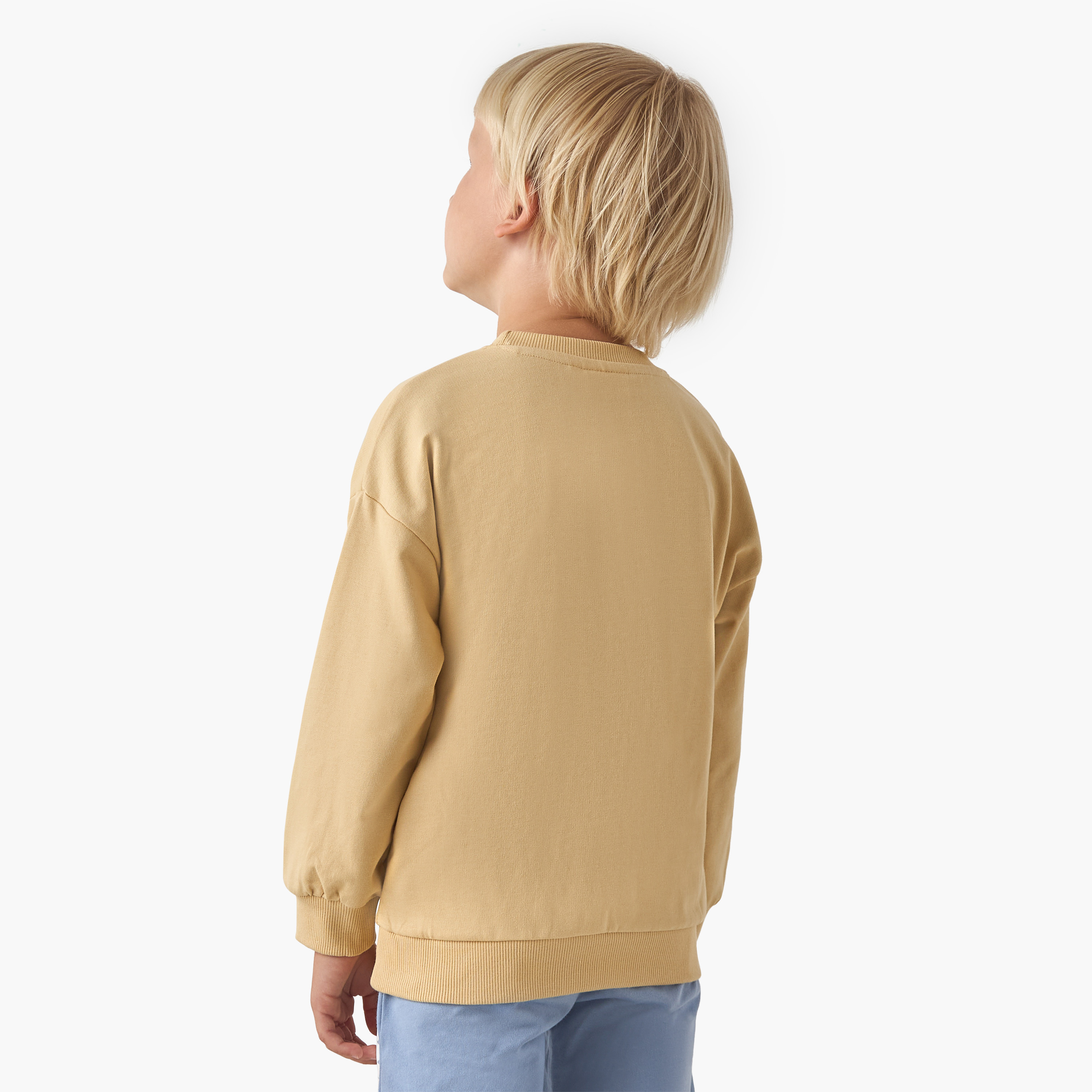 Juniors Dinosaur Print Sweatshirt with Long Sleeves-boys-clothing-sweatshirts-image-3