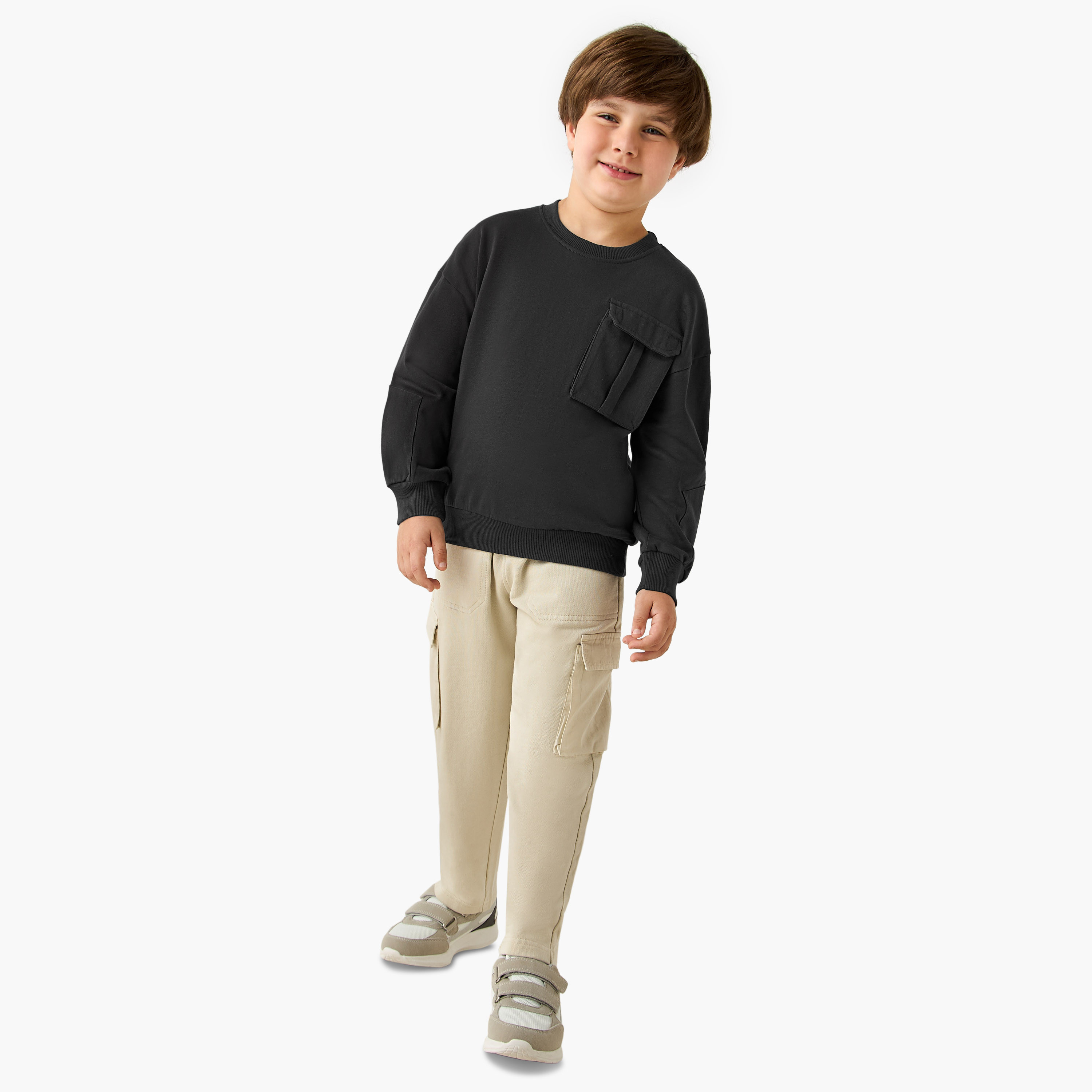 Juniors Chest Pocket Sweatshirt with Long Sleeves-boys-clothing-sweatshirts-image-2