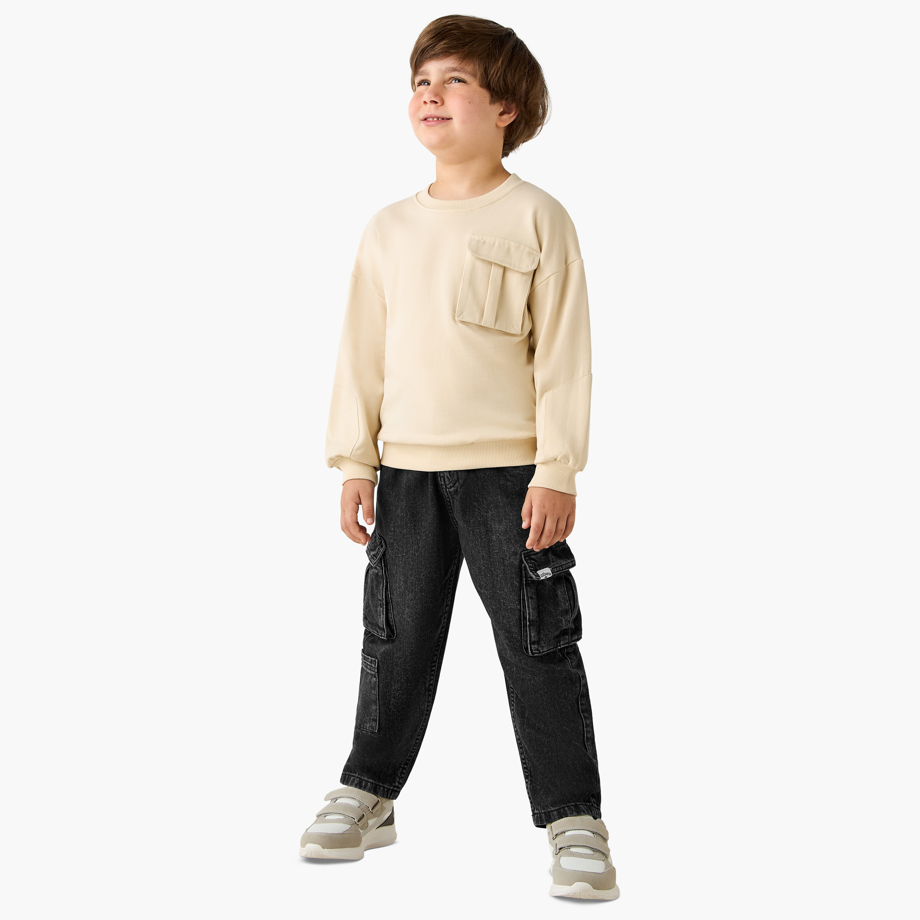 Juniors Chest Pocket Sweatshirt with Long Sleeves-boys-clothing-sweatshirts-image-2